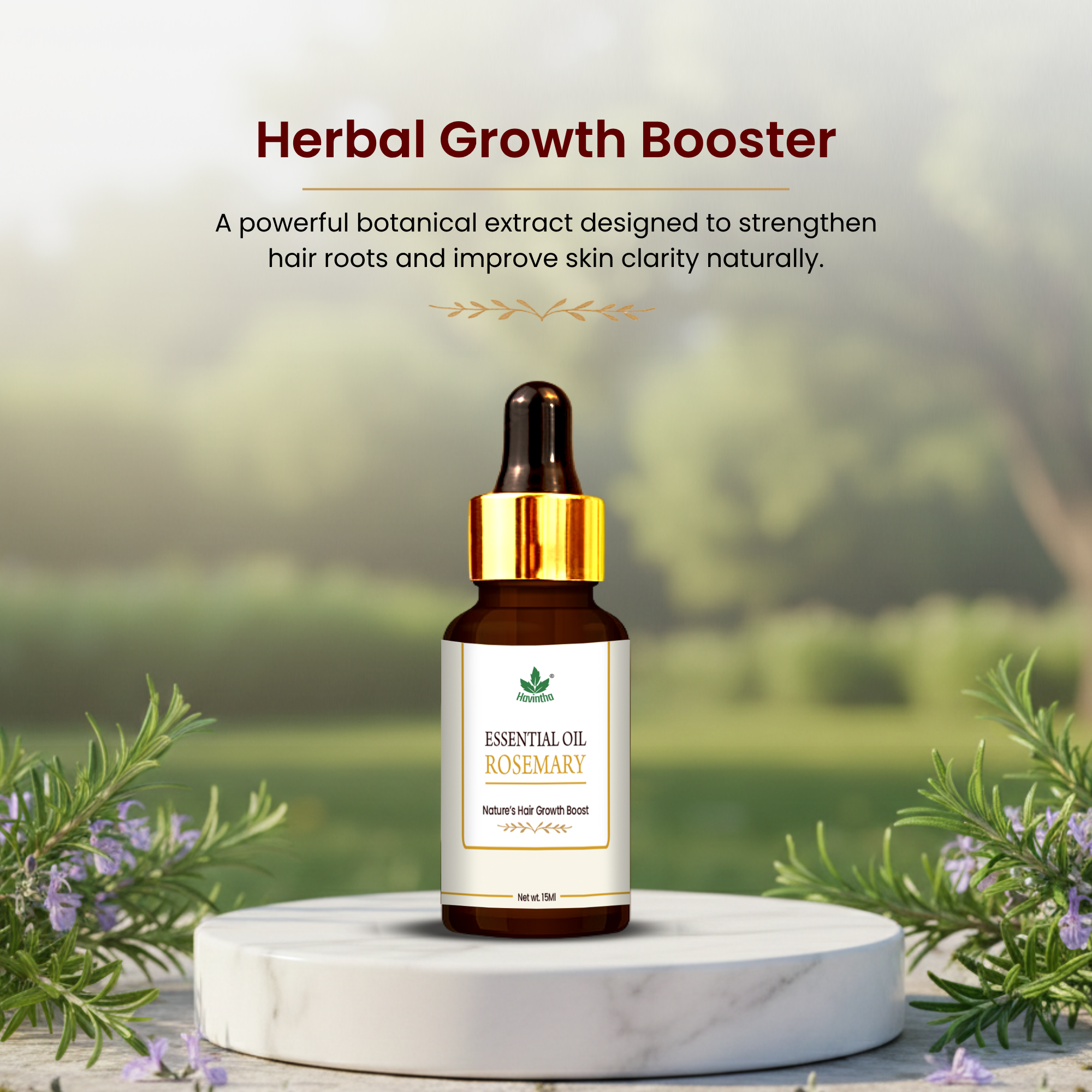 Havintha Natural Rosemary Essential Oil for Hair and Skin care | 100 % pure Aroma - 15 ml