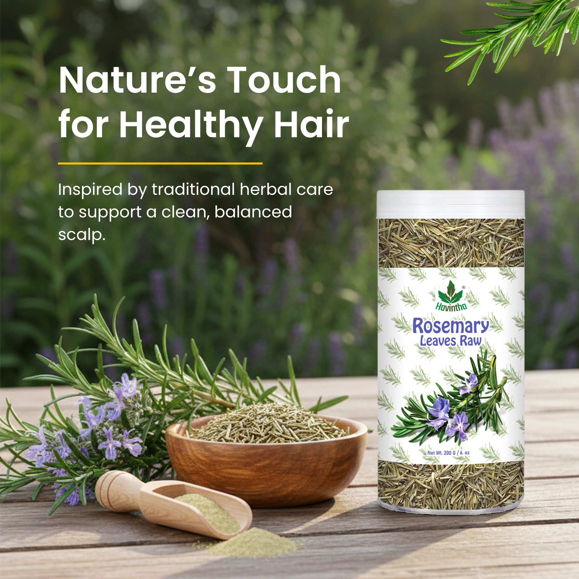 Havintha Rosemary Leaves 200g | Natural Dried Rosemary Leaves for Hair Care | Premium Quality