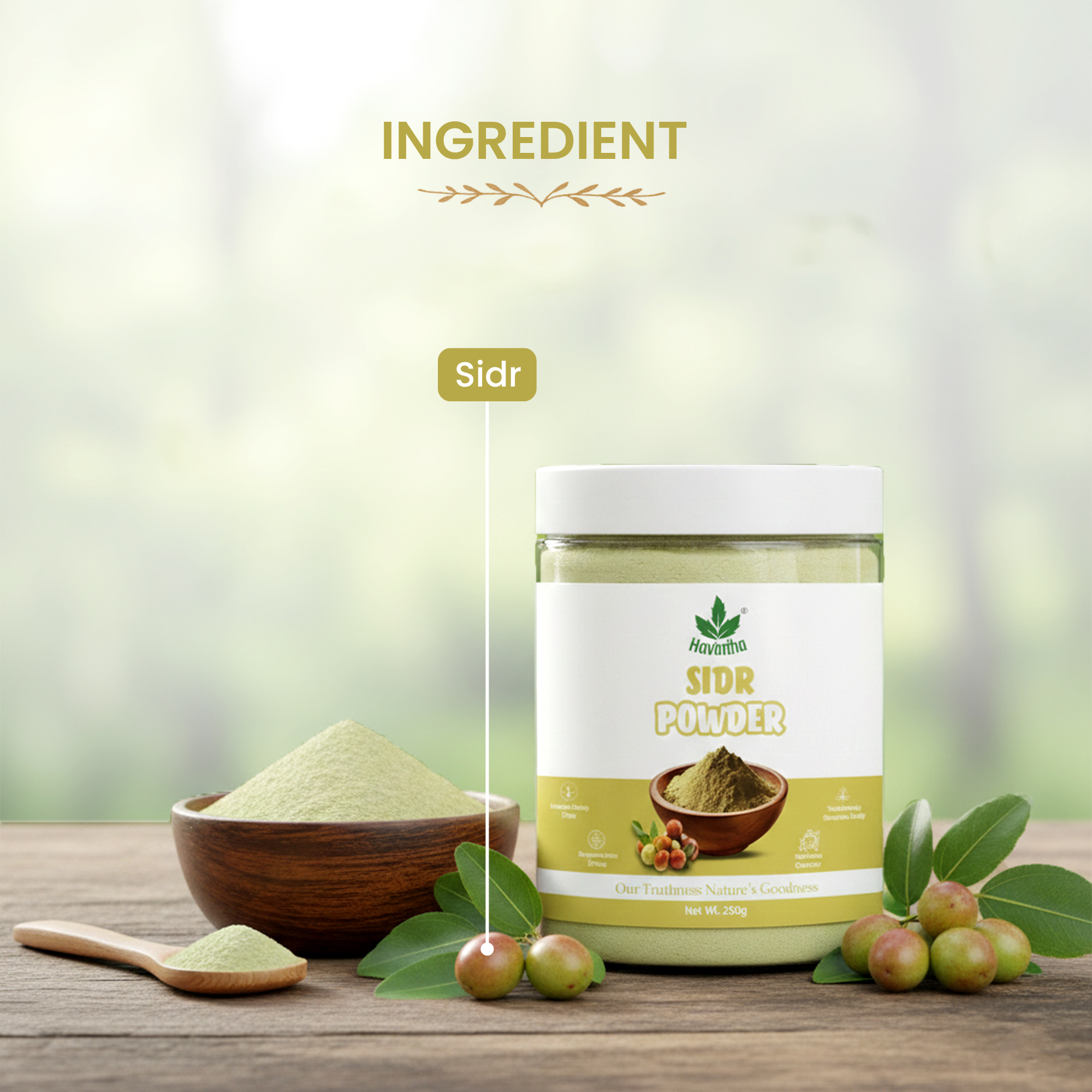 Havintha Herbal Sidr Leaves Powder 250g | Natural Hair Cleanser & Conditioner | For Dry & Damaged Hair