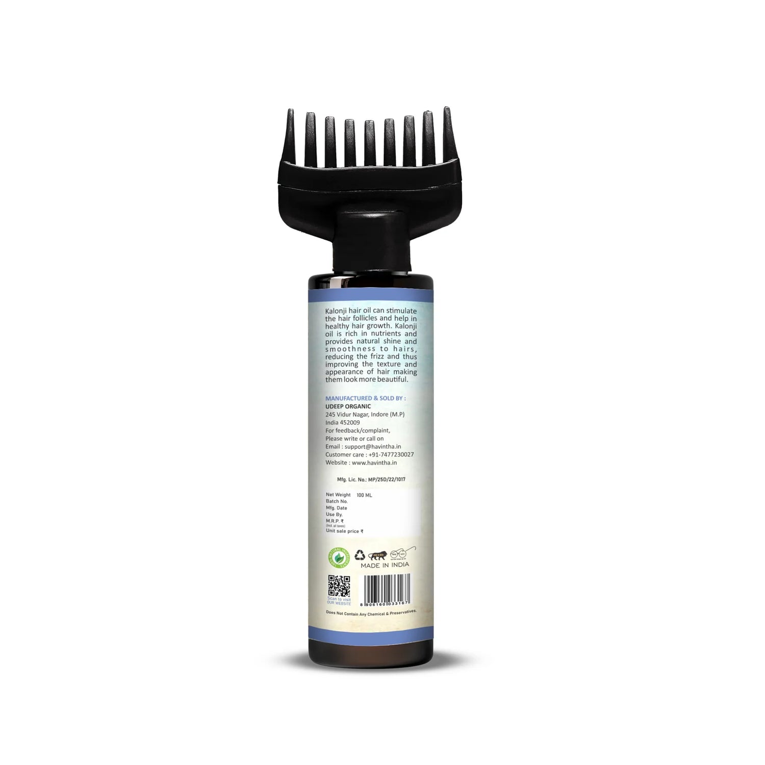 Havintha Natural Kalonji Hair Oil |Nourish & Strengthen Your Hair Naturally |Secret to Thick Hair | 3 oz | 100 ml