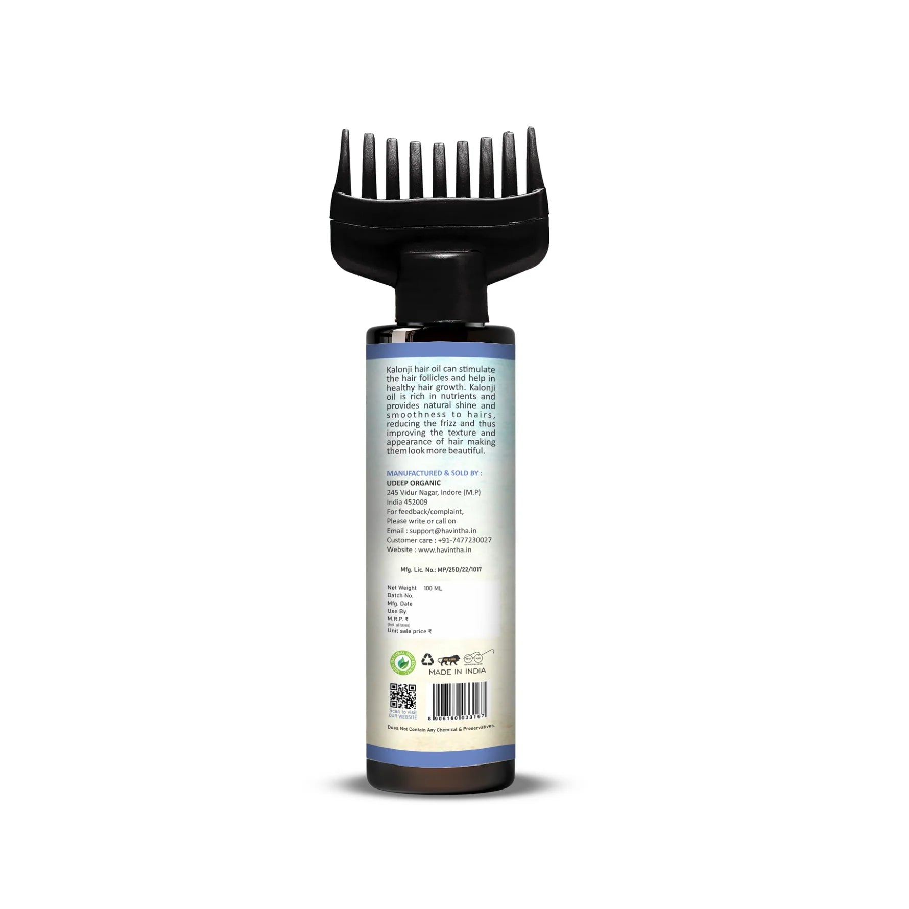 Havintha Natural Kalonji Hair Oil |Nourish & Strengthen Your Hair Naturally |Secret to Thick Hair | 3 oz | 100 ml