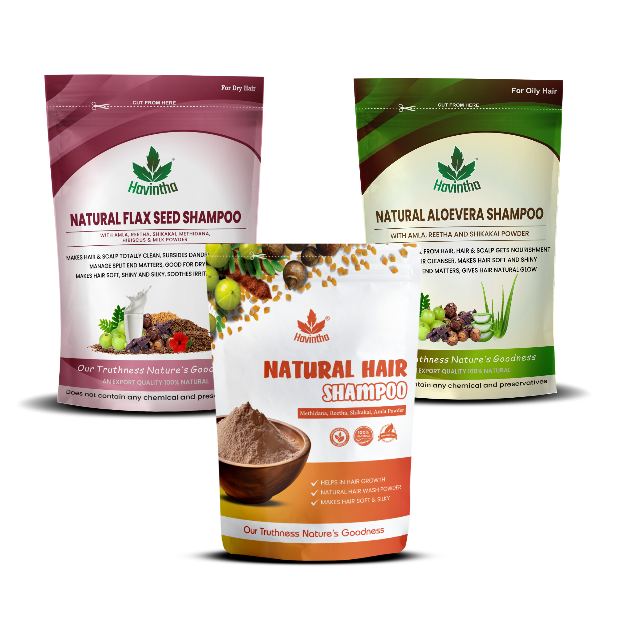 Havintha Natural Hair Shampoo | 3 Types of Shampoo - 8 oz | 227 gm (Combo Pack of 3)