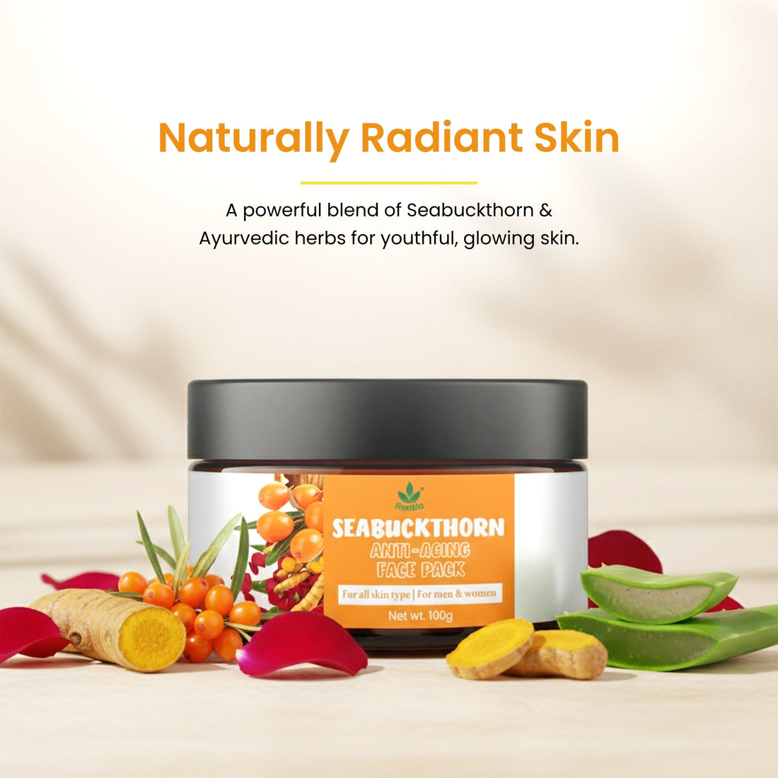 Havintha Seabuckthorn 100g Anti-Aging Face Pack | Natural Herbal Face Mask for Radiant & Youthful Skin