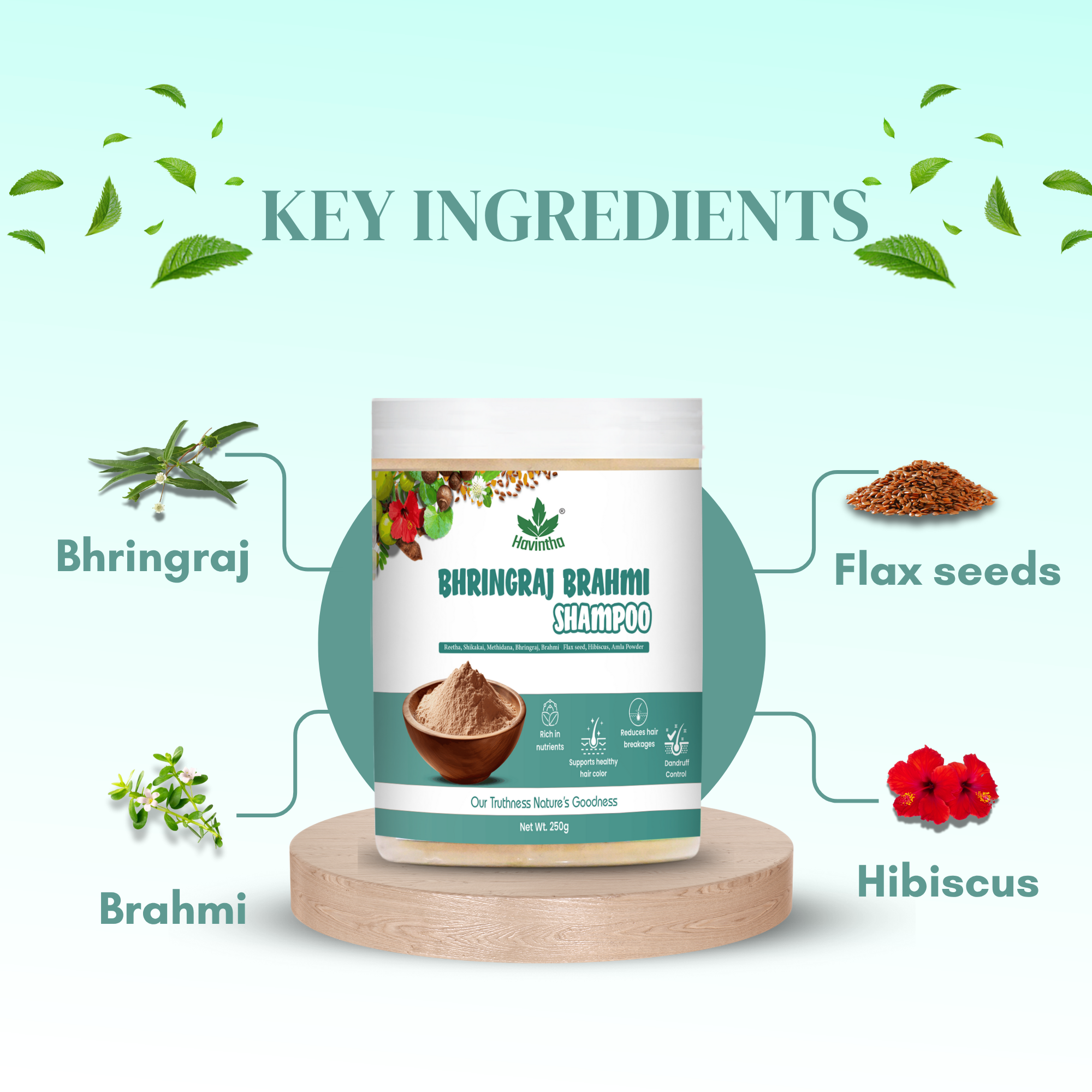 Natural Bhringraj & Brahmi Shampoo Powder For Dandruff & Scalp Problem | All Hair Types | Men & Women - 8 oz | 250gm