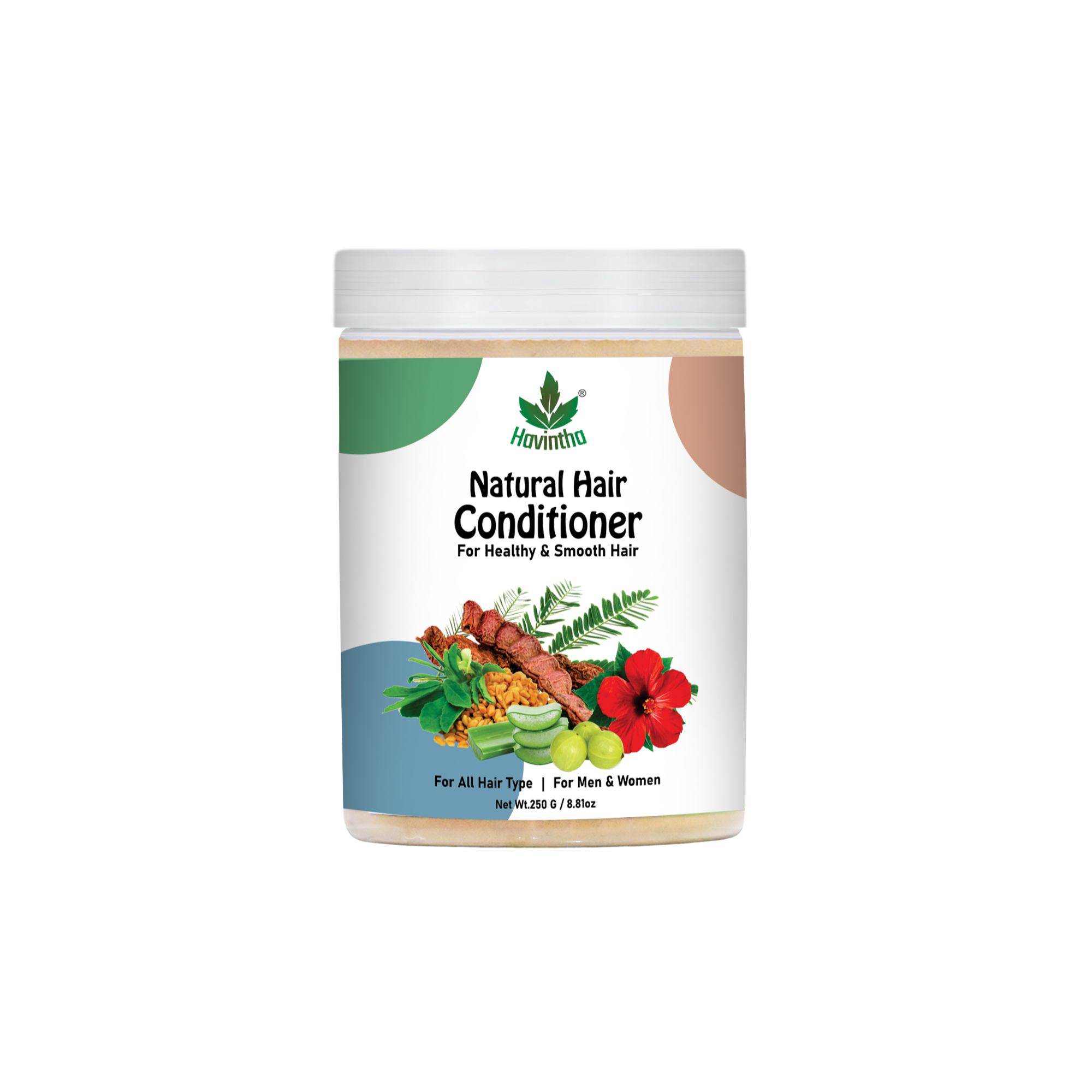 Havintha Natural Hair Conditioner: Smoothen Dry, Frizzy Hair | Repair Dull, Damaged Strands | Prevent Breakage, Improve Texture - Herbal Formula | Women & Men - 8 oz | 250 gm