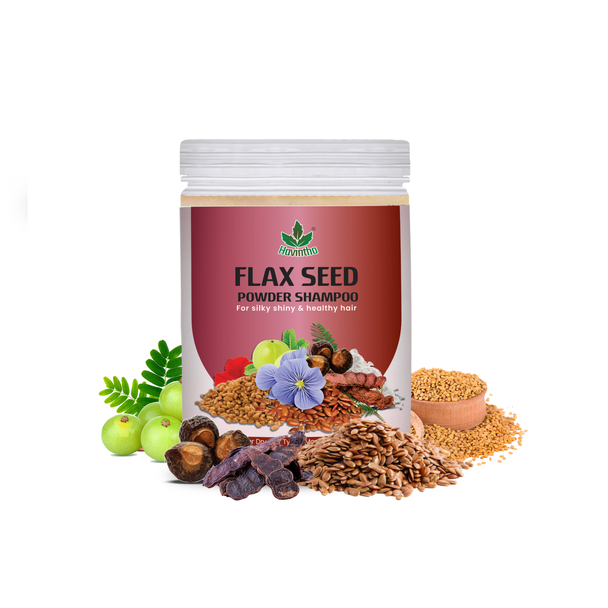 Natural Flax Seed Shampoo Powder For Hair Silky Shiny & Healthy Hair | For Dry Hair Types | Men & Women - 8 oz | 250gm