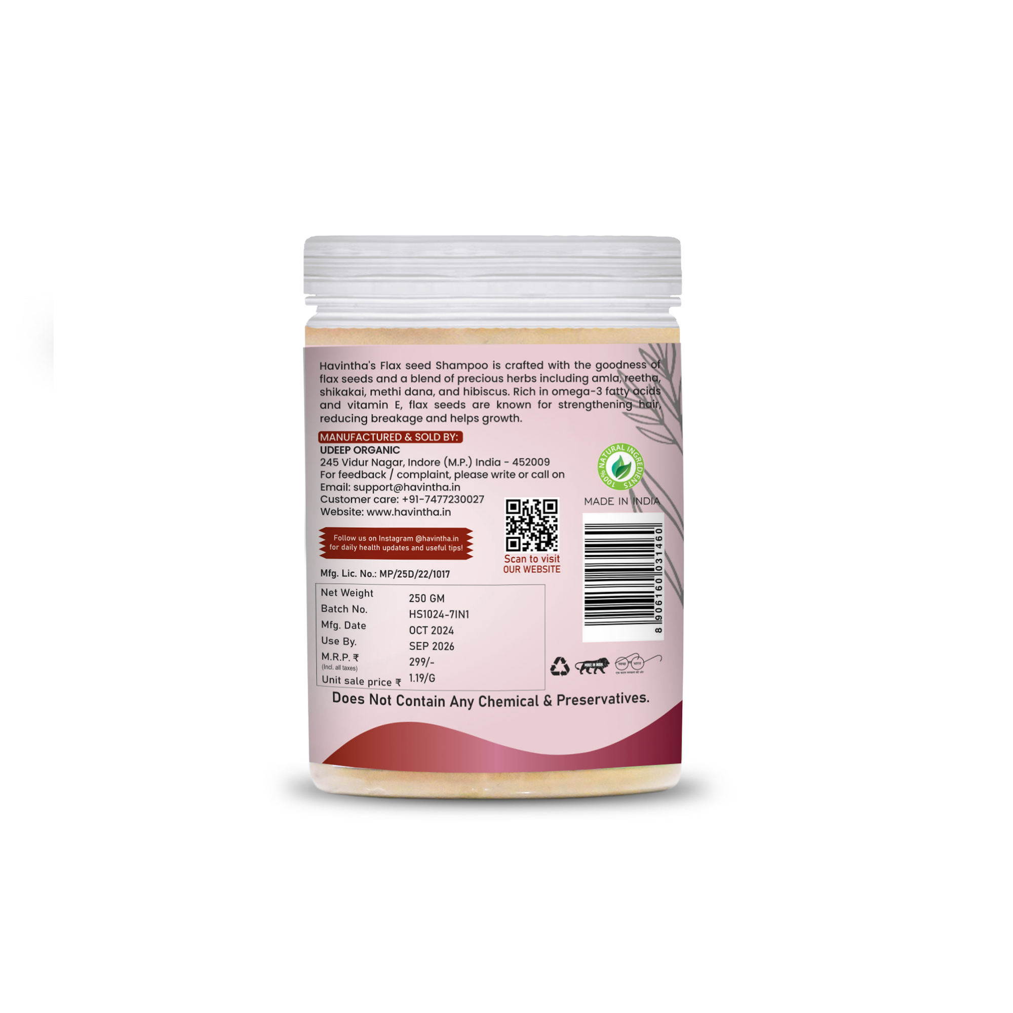 Natural Flax Seed Shampoo Powder For Hair Silky Shiny & Healthy Hair | For Dry Hair Types | Men & Women - 8 oz | 250gm