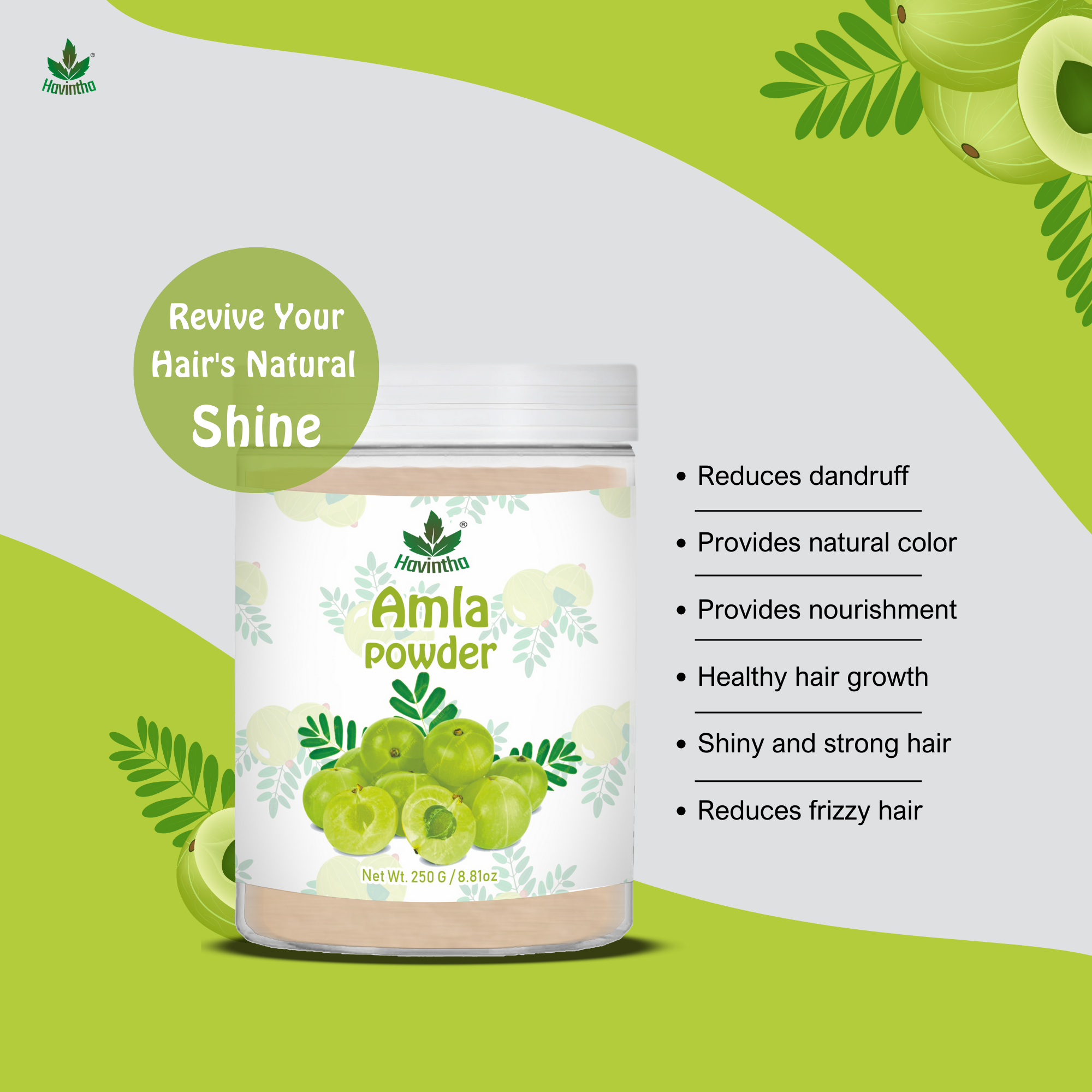 Havintha Natural Amla Powder | 8 oz | 250 Grams (JAR)