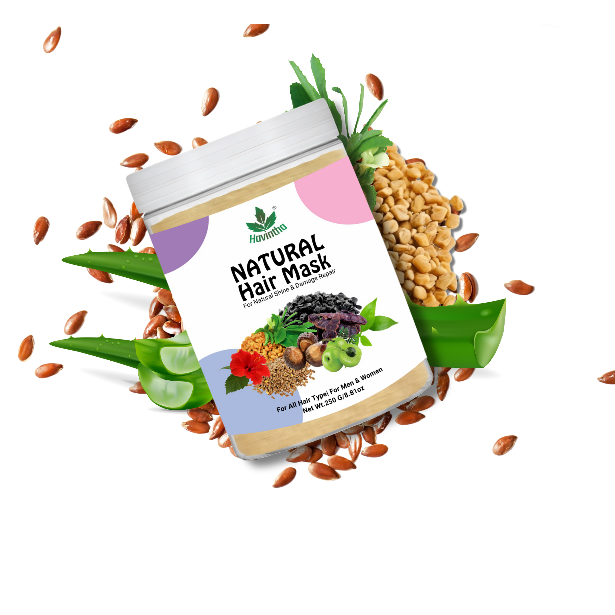 Havintha Hair Mask for Hair Fall Growth Split Ends Luster Shining Nourishment - 8 oz | 0.5 lb | 227 gm