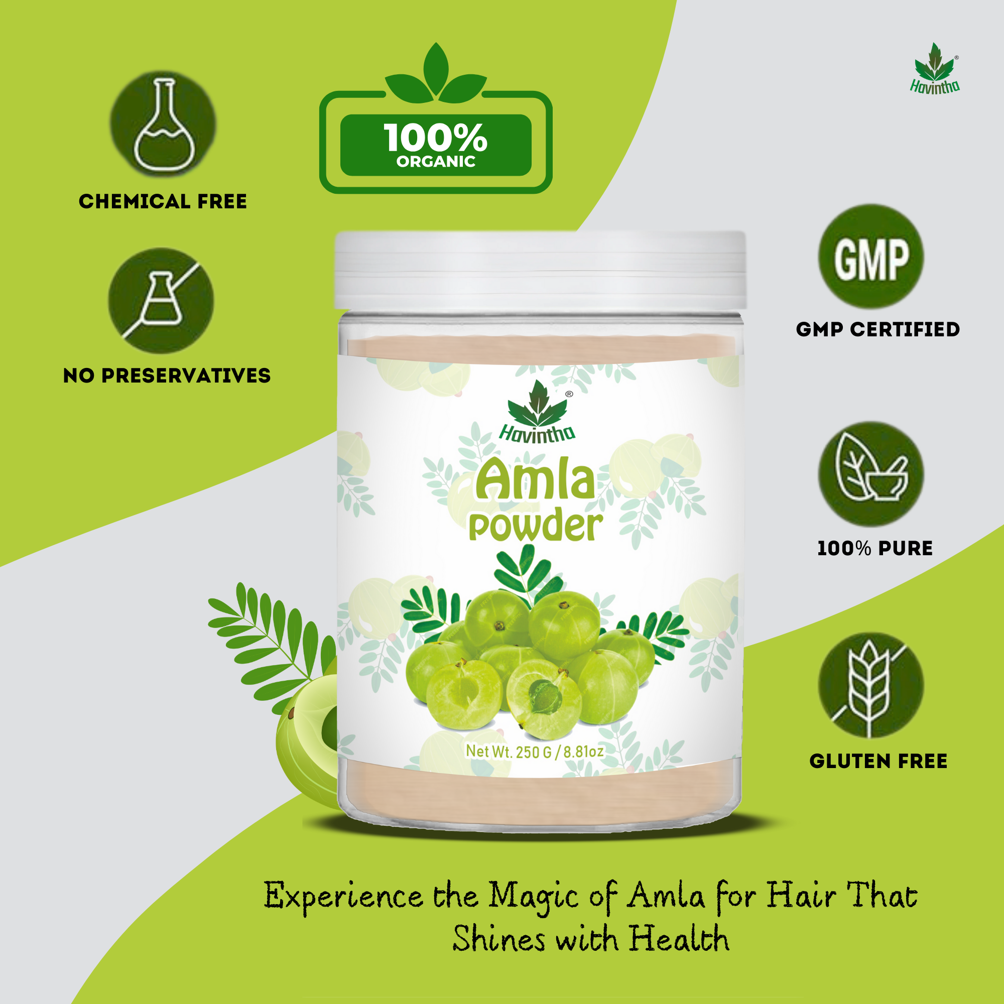 Havintha Natural Amla Powder | 8 oz | 250 Grams (JAR)