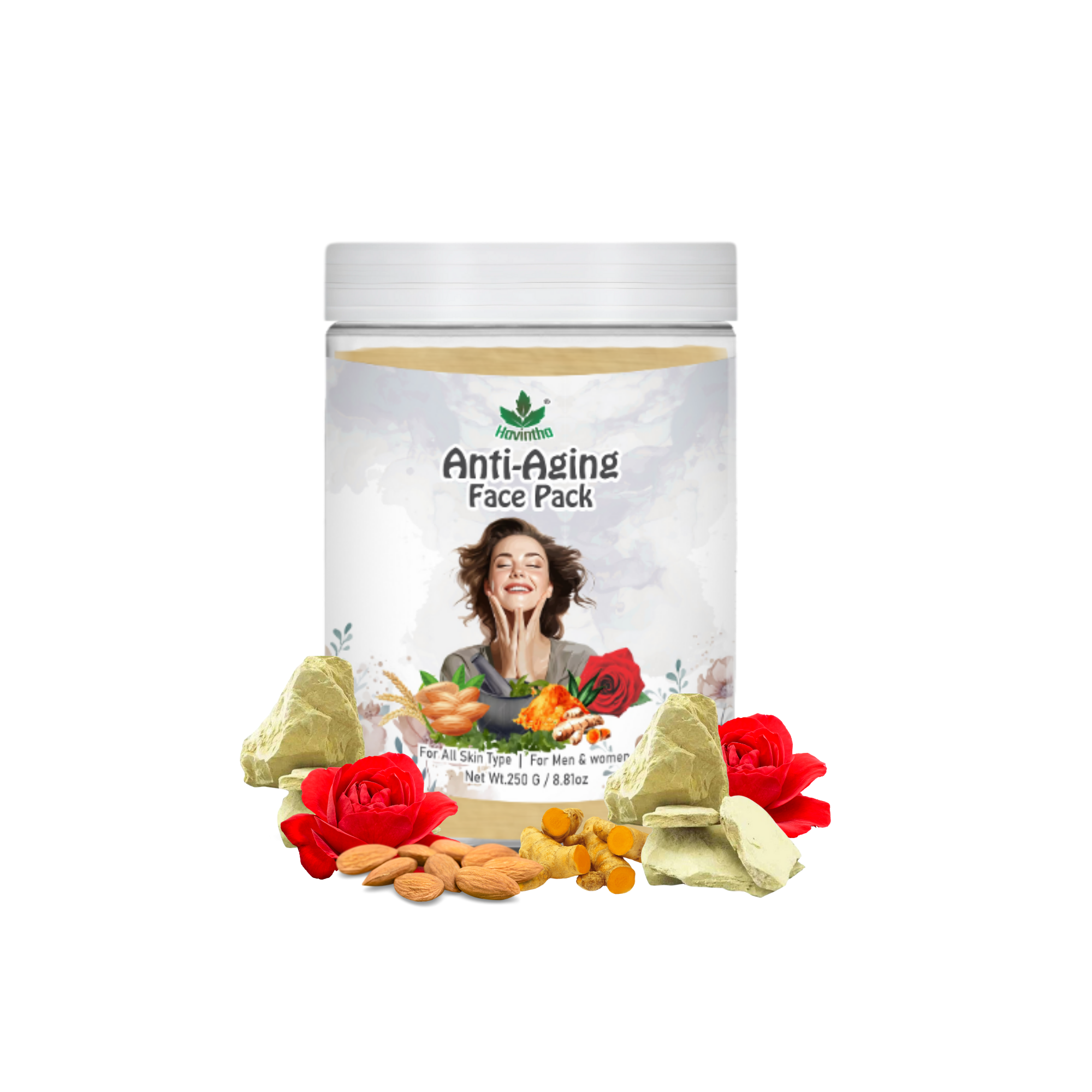 Havintha Anti aging face pack | Makes Healthy Skin | Improve Skin Texture | 8.81 oz | 250 Grams (JAR)