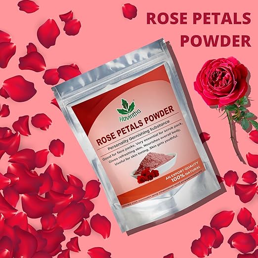 Havintha Rose Petals Powder For Natural Face Packs & Facial Mask Formulations | 100% Pure | Fairness Hyper Pigmentation Dark Spots & Circles - 8 oz | 0.5 lb | 227 grams