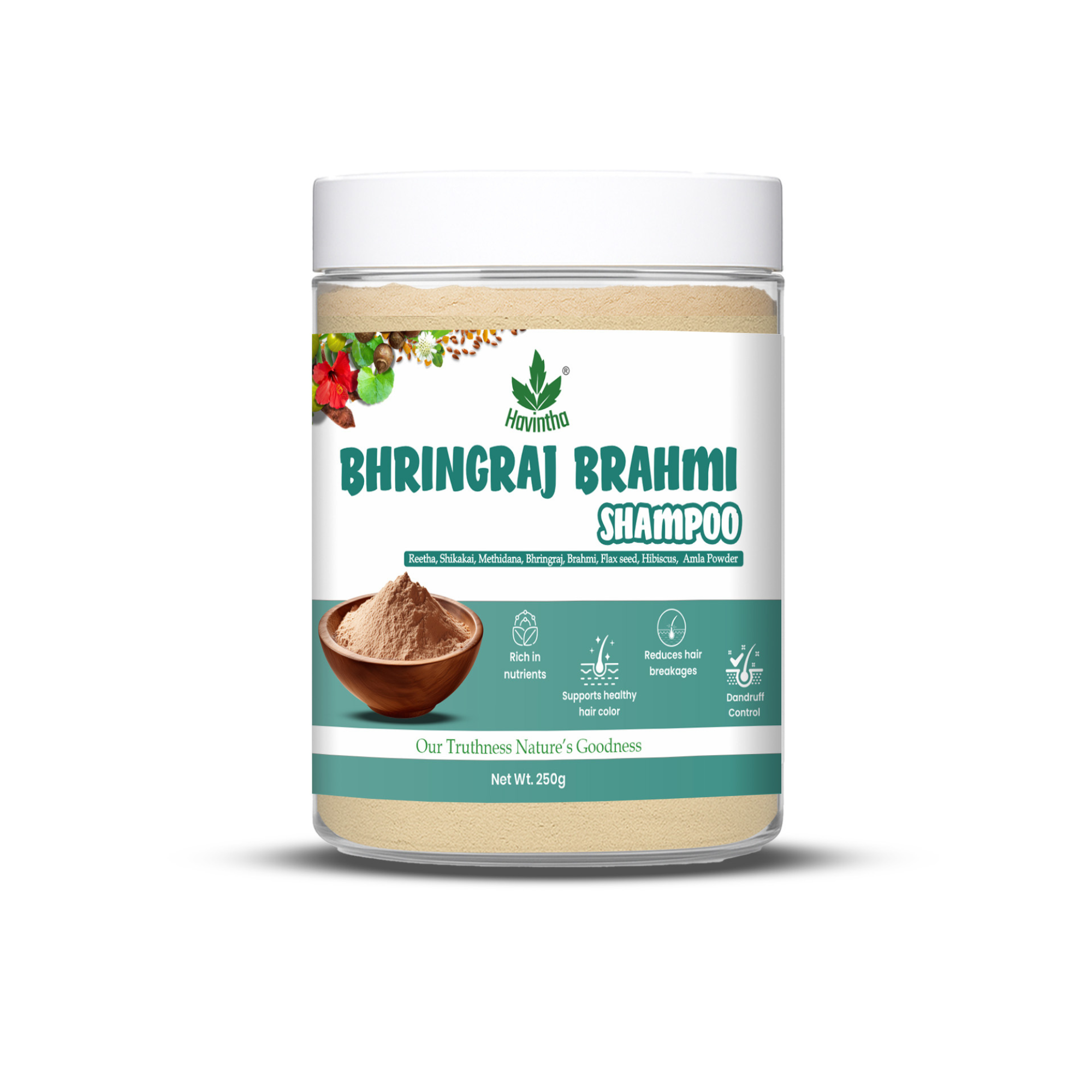 Natural Bhringraj & Brahmi Shampoo Powder For Dandruff & Scalp Problem | All Hair Types | Men & Women - 8 oz | 250gm