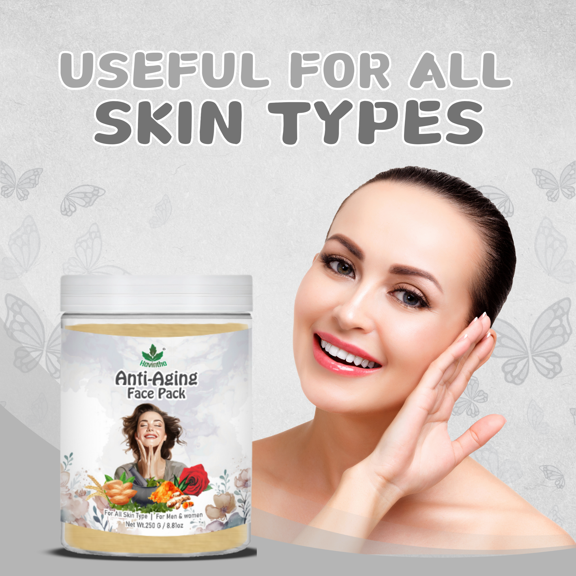 Havintha Anti aging face pack | Makes Healthy Skin | Improve Skin Texture | 8.81 oz | 250 Grams (JAR)