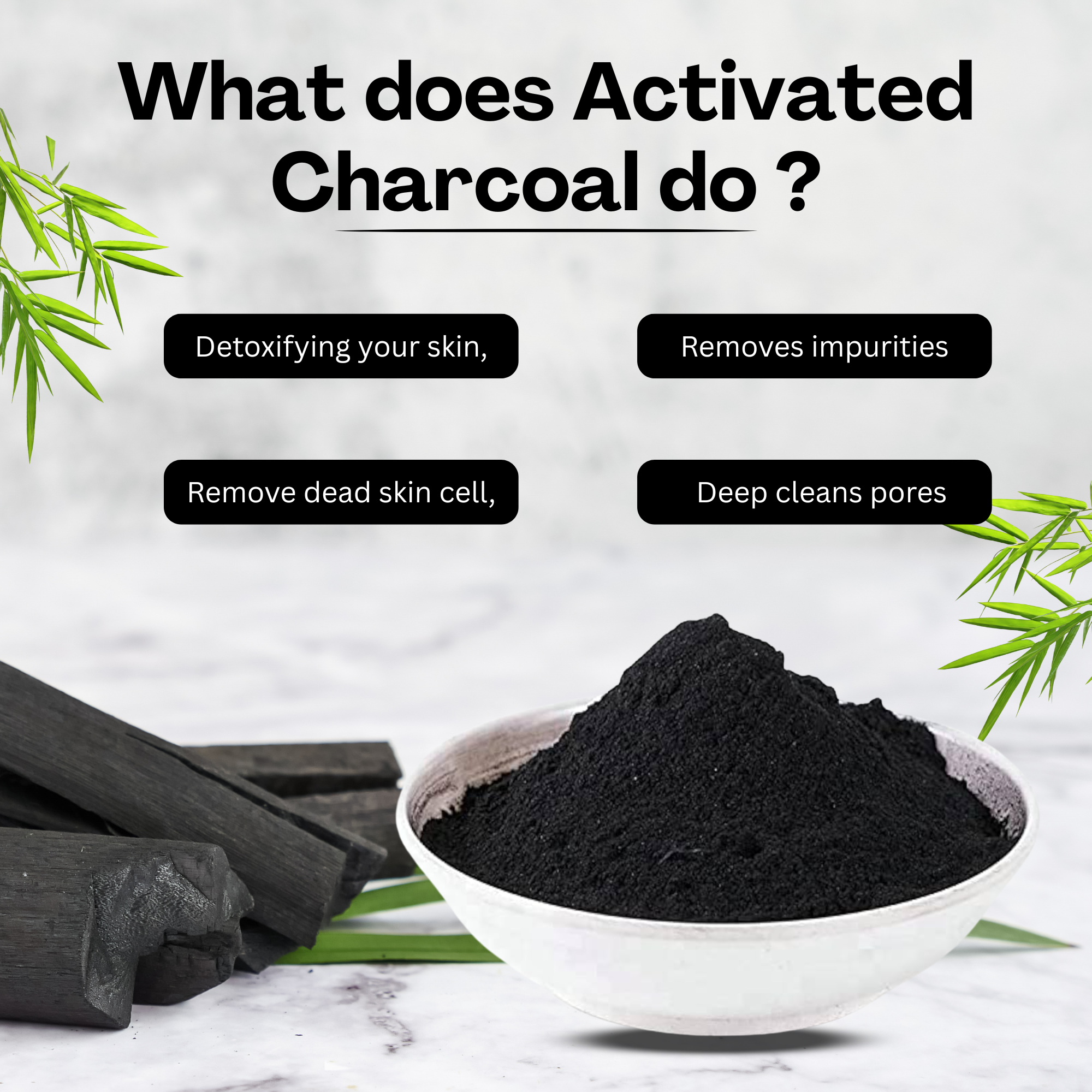 Havintha 100% Natural Activated Charcoal Powder for Skin, Face Pack, Removes Dead Skin and Natural Detoxifier for Your Body - 3.5oz | 0.2lb | 100g