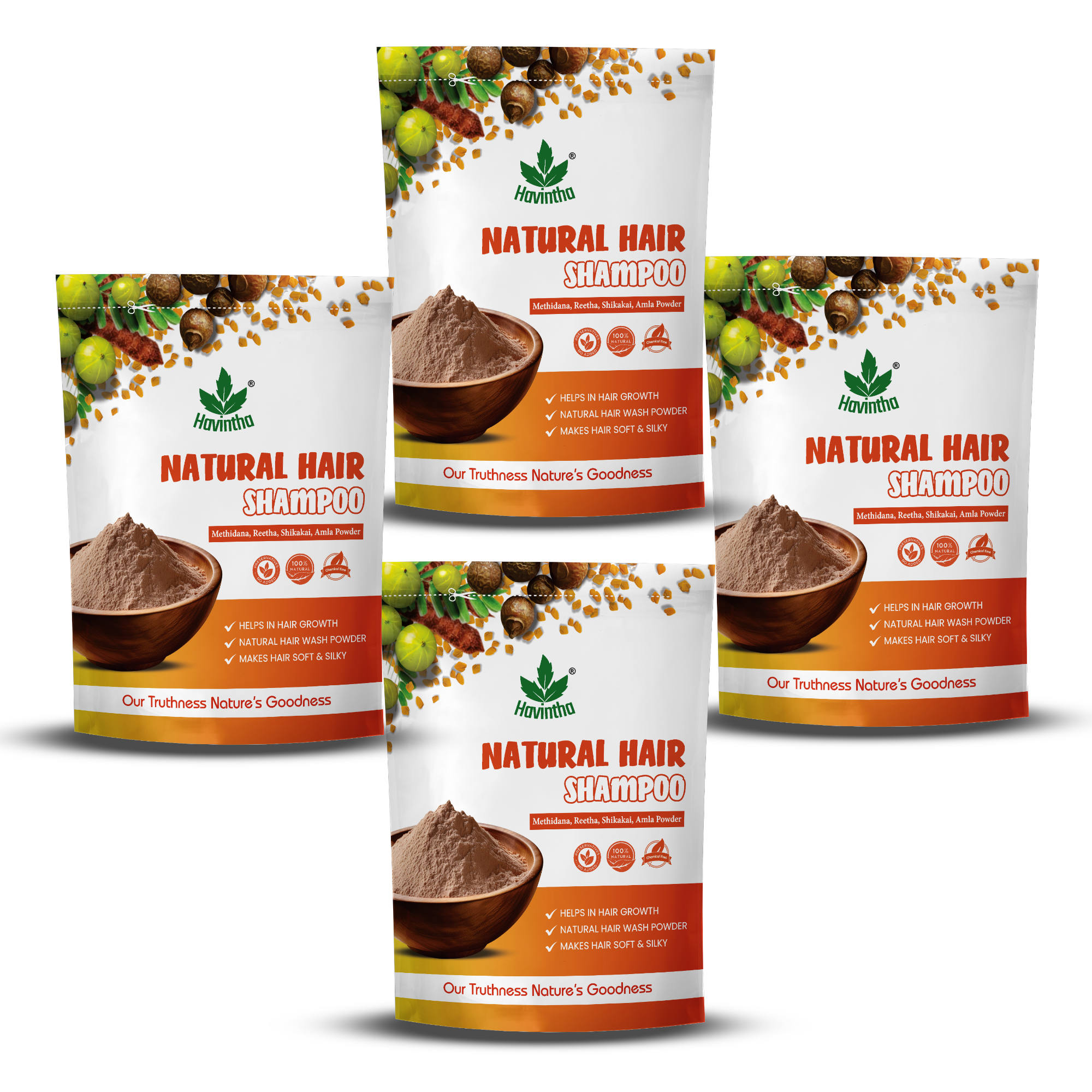 Havintha Natural Hair Shampoo with Amla, Reetha, Shikakai and Methi dana - 8 oz | 0.5 lb | 227 gm