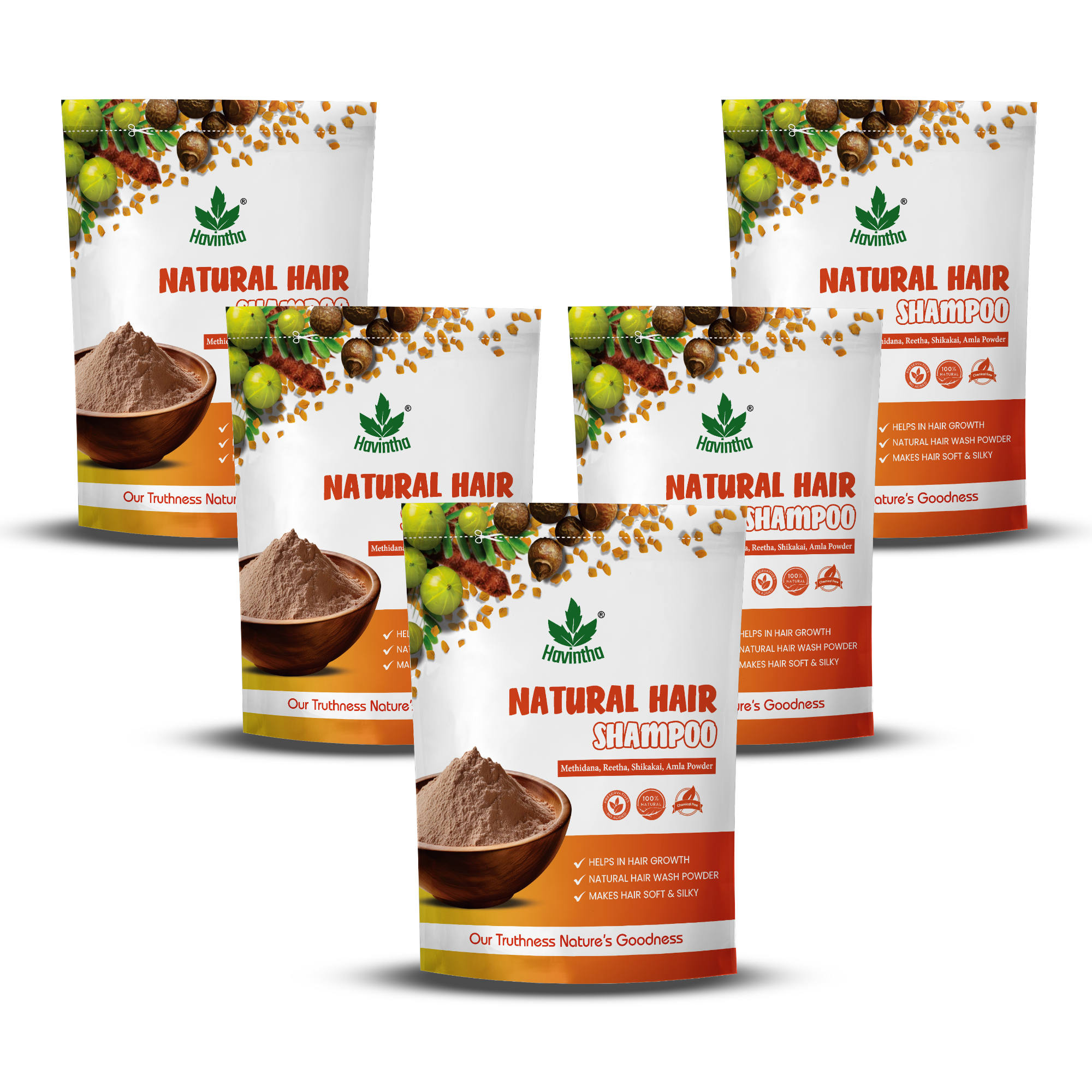 Havintha Natural Hair Shampoo with Amla, Reetha, Shikakai and Methi dana - 8 oz | 0.5 lb | 227 gm
