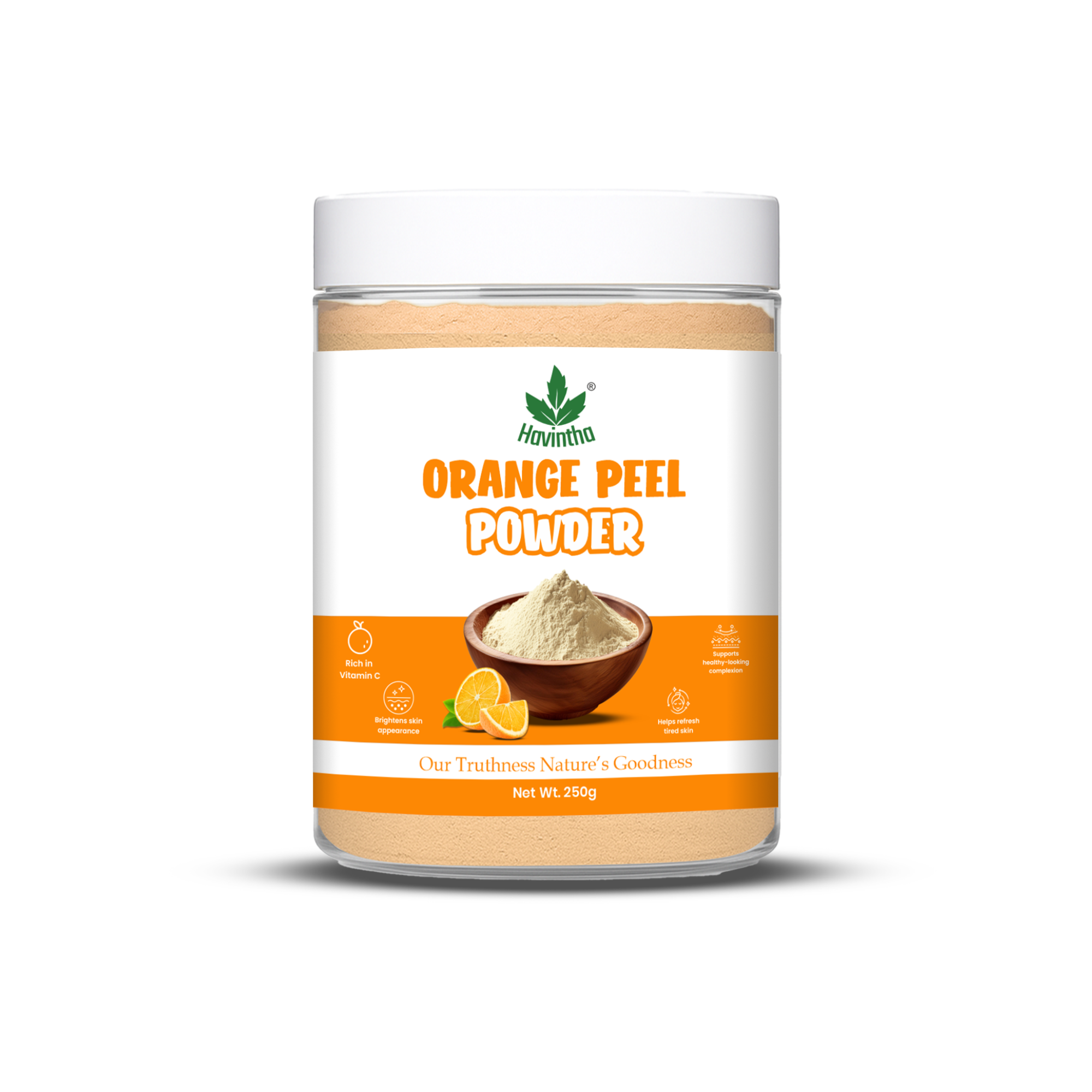 Havintha Natural Orange Peel Powder |For Bright Skin | All Skin type | 8 oz | 250 Grams (JAR)