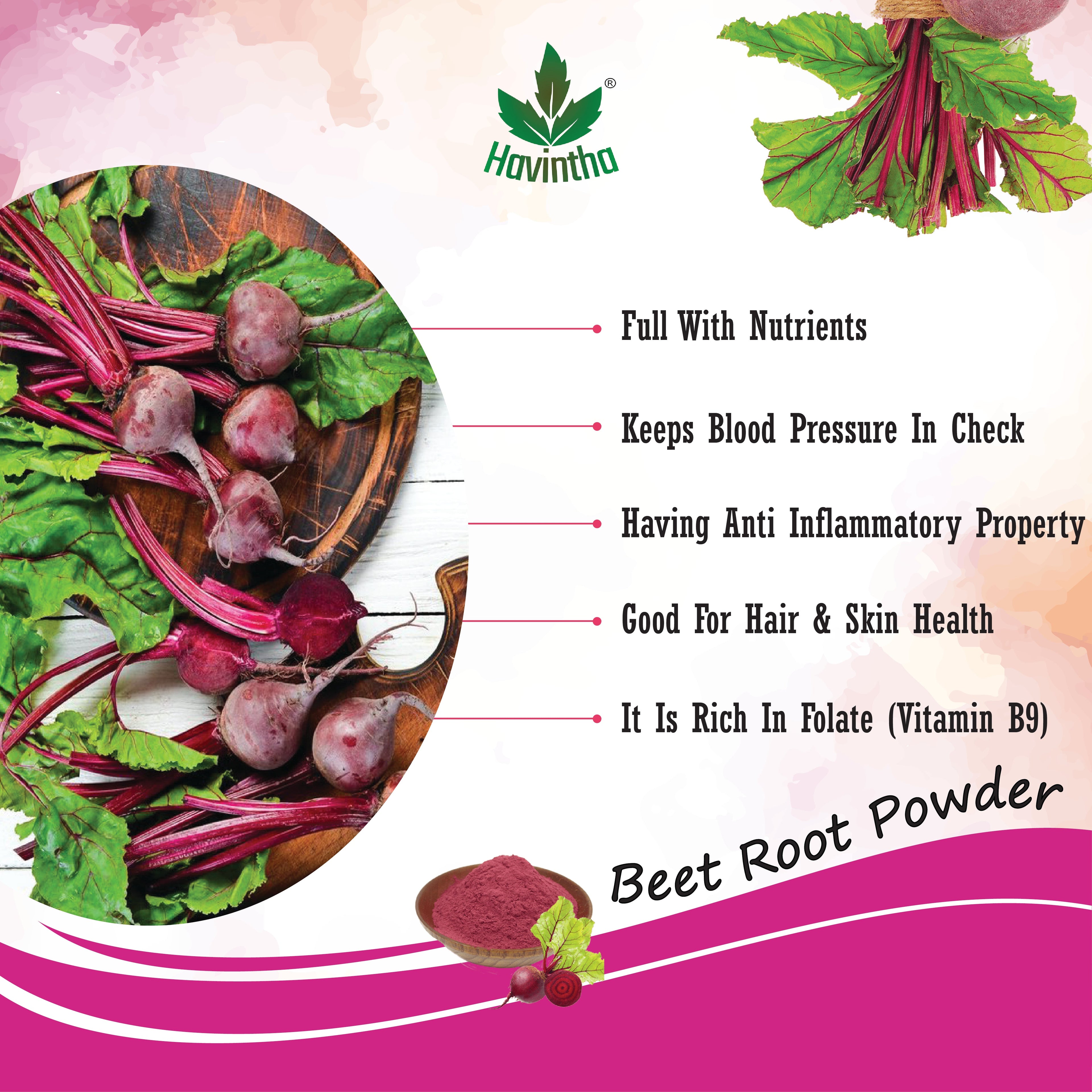 Havintha Natural Beet Root Powder For Improves Heart Health and Blood Pressure - 8 oz | 0.5 lb | 227 gm