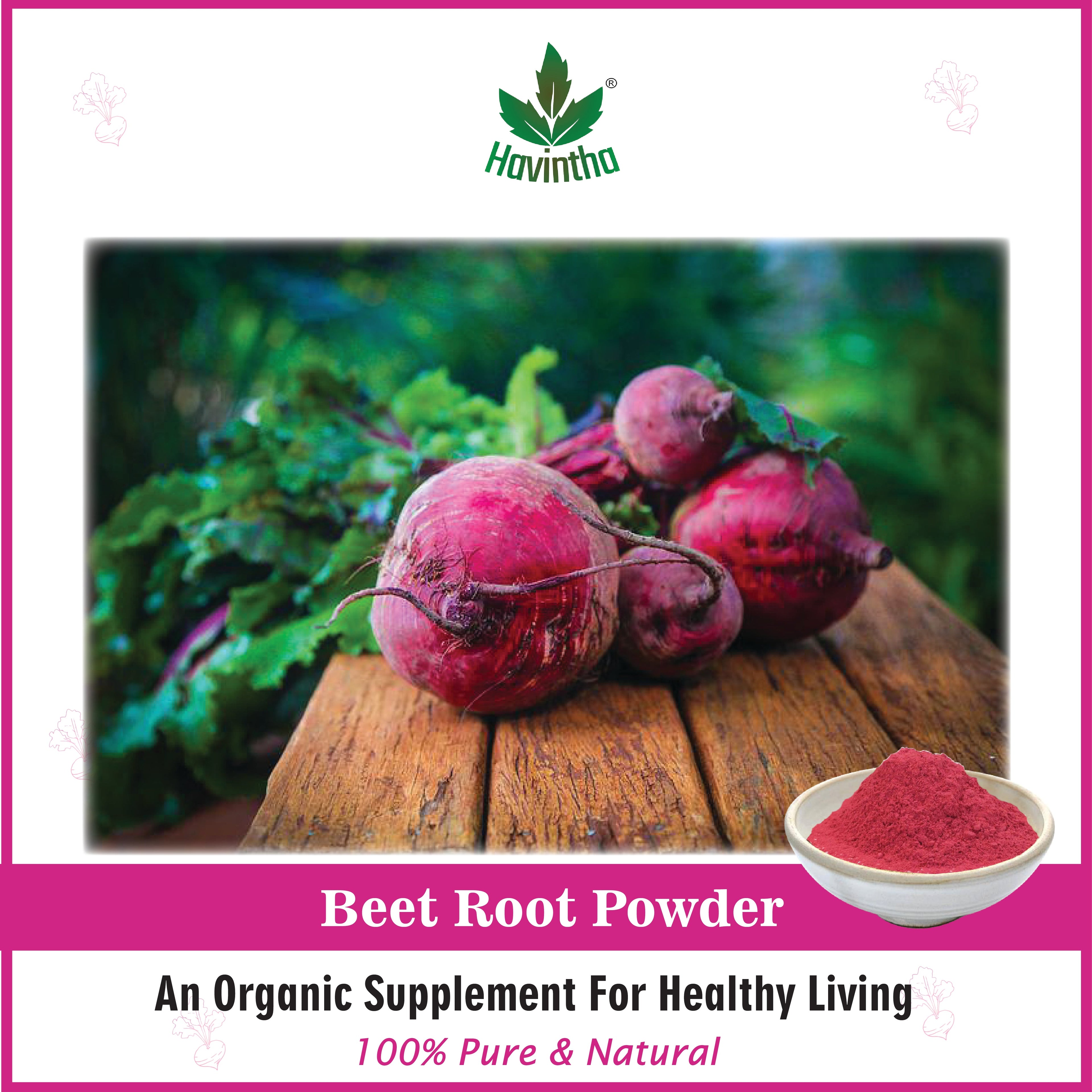 Havintha Natural Beet Root Powder For Improves Heart Health and Blood Pressure - 8 oz | 0.5 lb | 227 gm