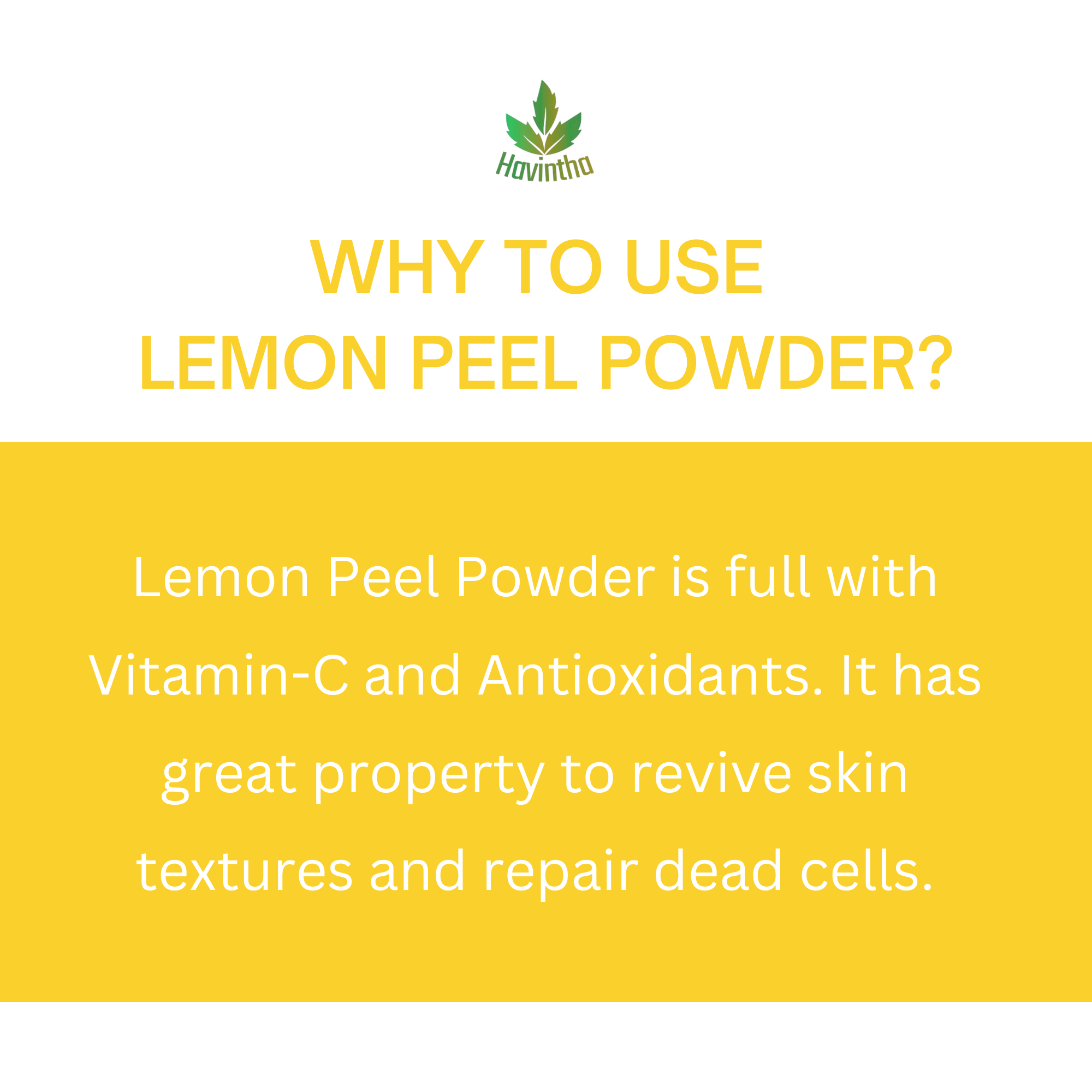 Havintha Natural Lemon Peel Powder for Face Pack | Bright Skin - 8 oz | 0.5 lb | 227 gm