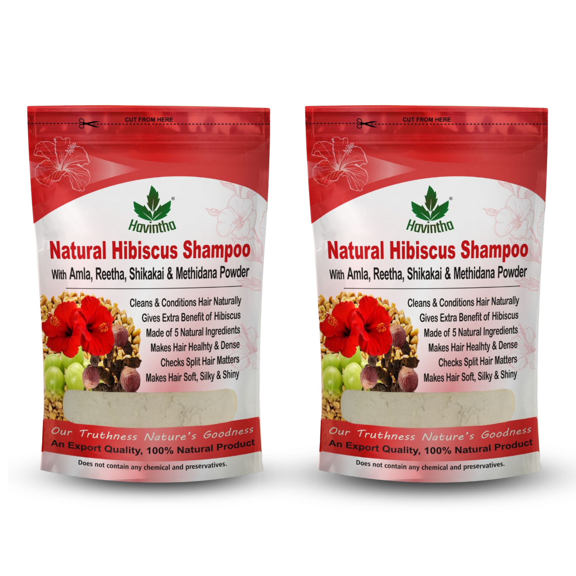 Havintha Natural Amla Reetha Shikakai Methidana And Hibiscus Powder Shampoo - 8 oz | 0.5 lb | 227 gm