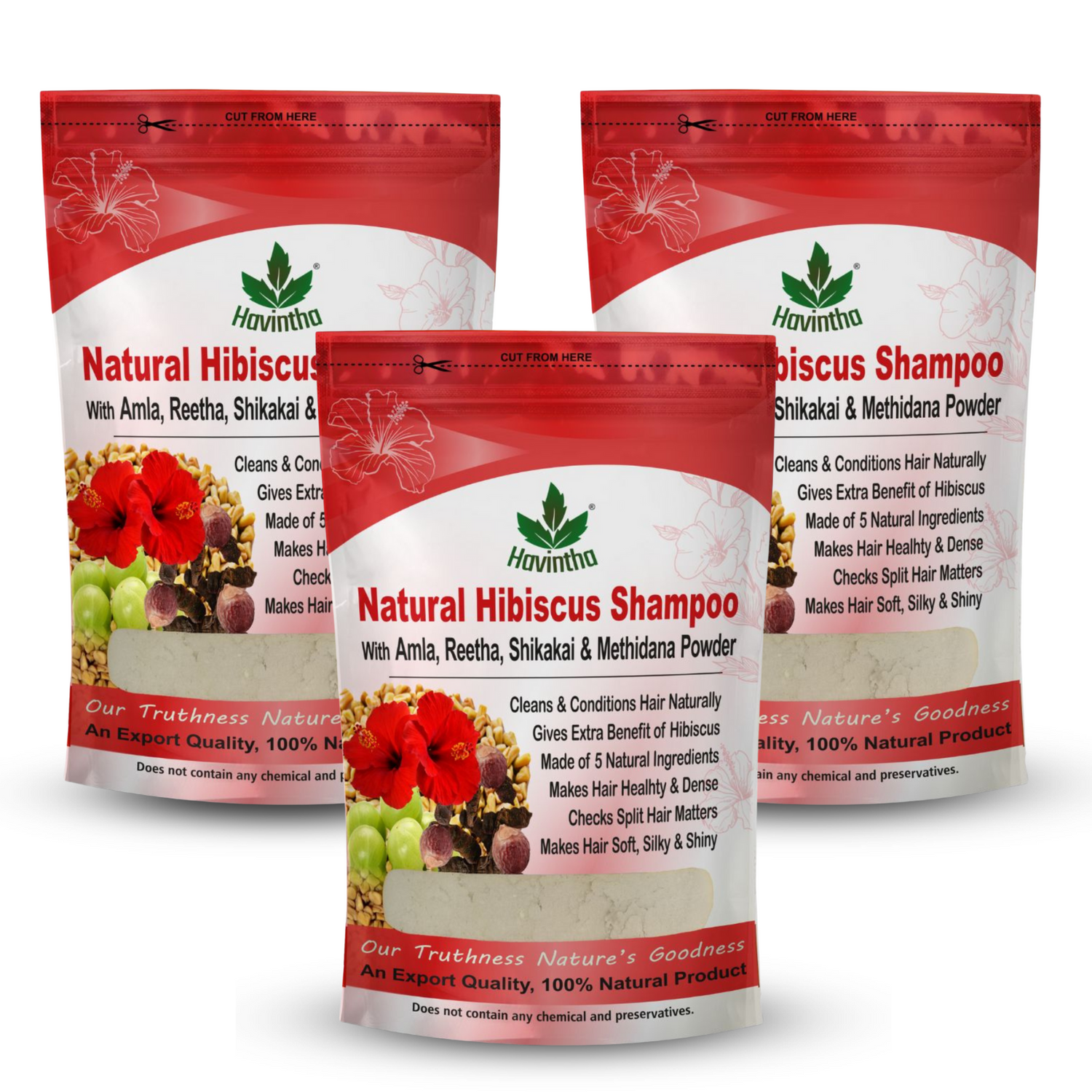 Havintha Natural Amla Reetha Shikakai Methidana And Hibiscus Powder Shampoo - 8 oz | 0.5 lb | 227 gm