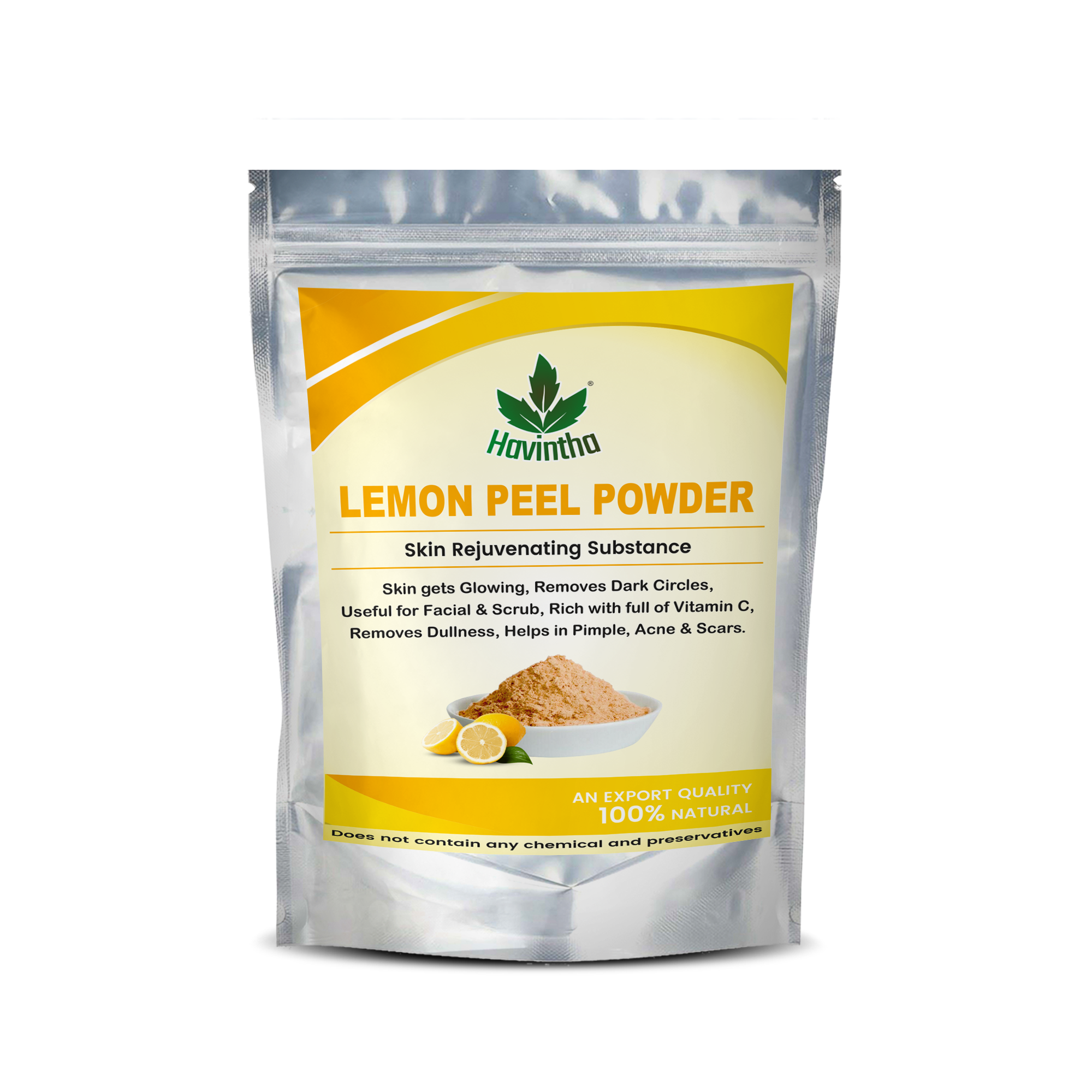 Havintha Natural Lemon Peel Powder for Face Pack | Bright Skin - 8 oz | 0.5 lb | 227 gm