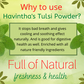 Havintha Tulsi powder for lungs, brain, skin & hair health - Holy Basil - 8 oz | 0.5 lb | 227 gm