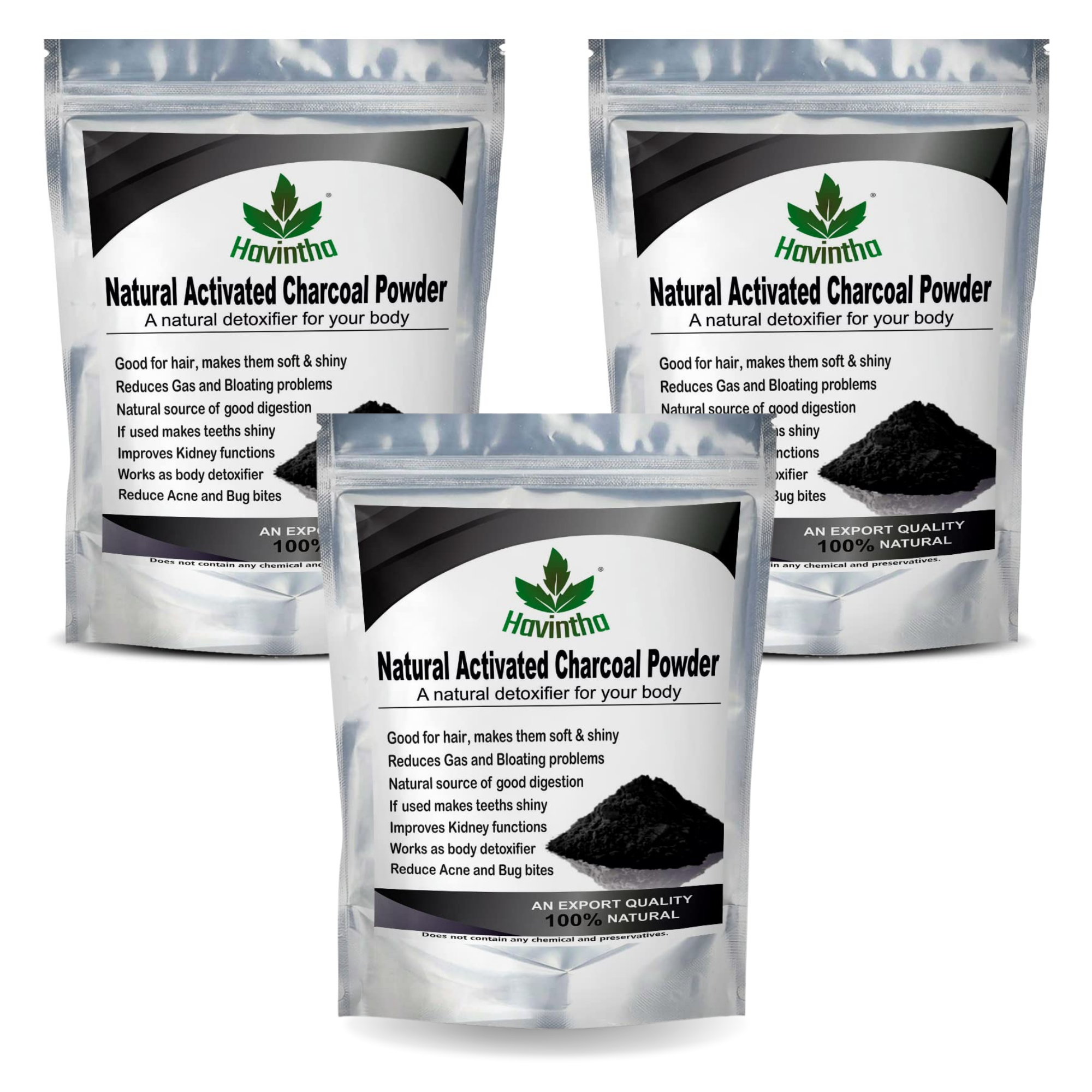 Havintha 100% Natural Activated Charcoal Powder for Skin, Face Pack, Removes Dead Skin and Natural Detoxifier for Your Body - 3.5oz | 0.2lb | 100g