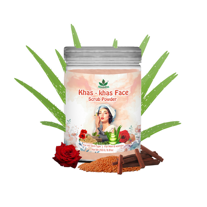 Havintha Natural Face Scrub Powder | Khas-Khas Face Scrub | For Glowing Skin |  8 oz | 250 Grams (JAR)