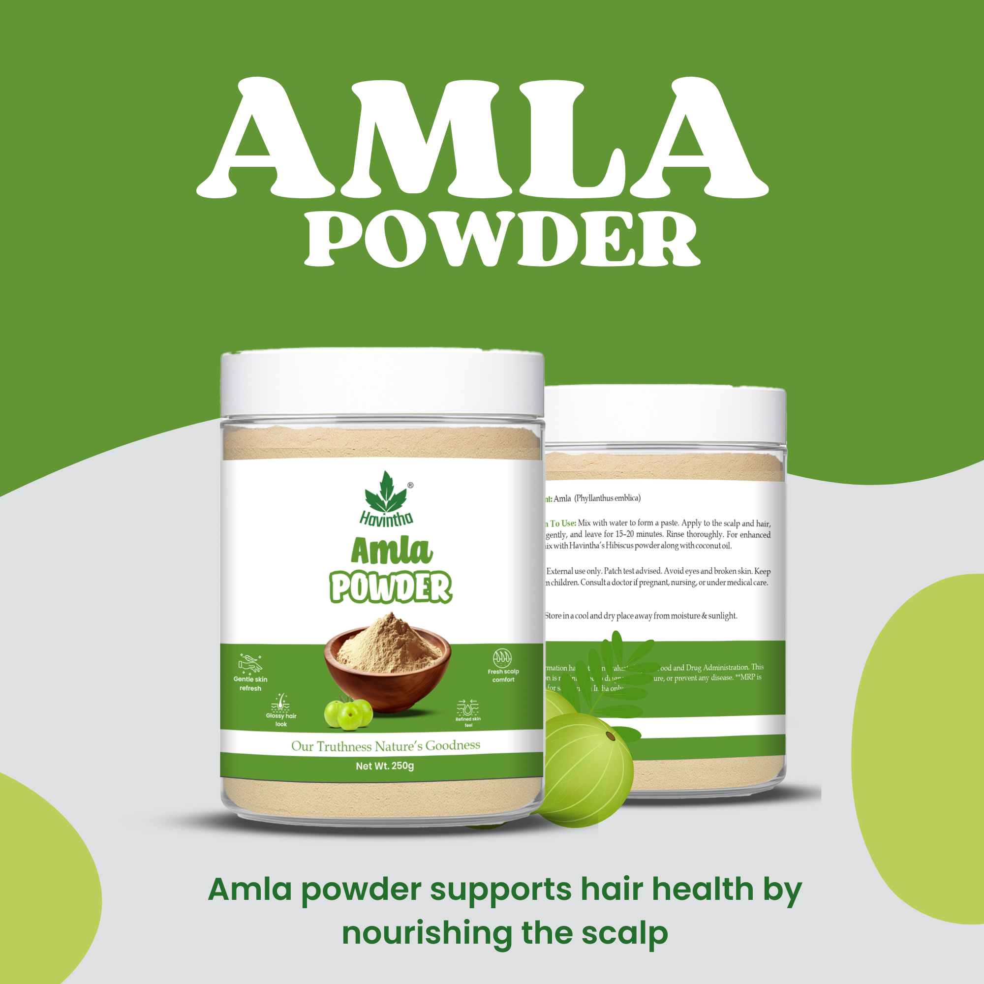 Havintha  Natural Amla Powder – Indian Gooseberry – 8 oz | 0.5 lb | 227 gm