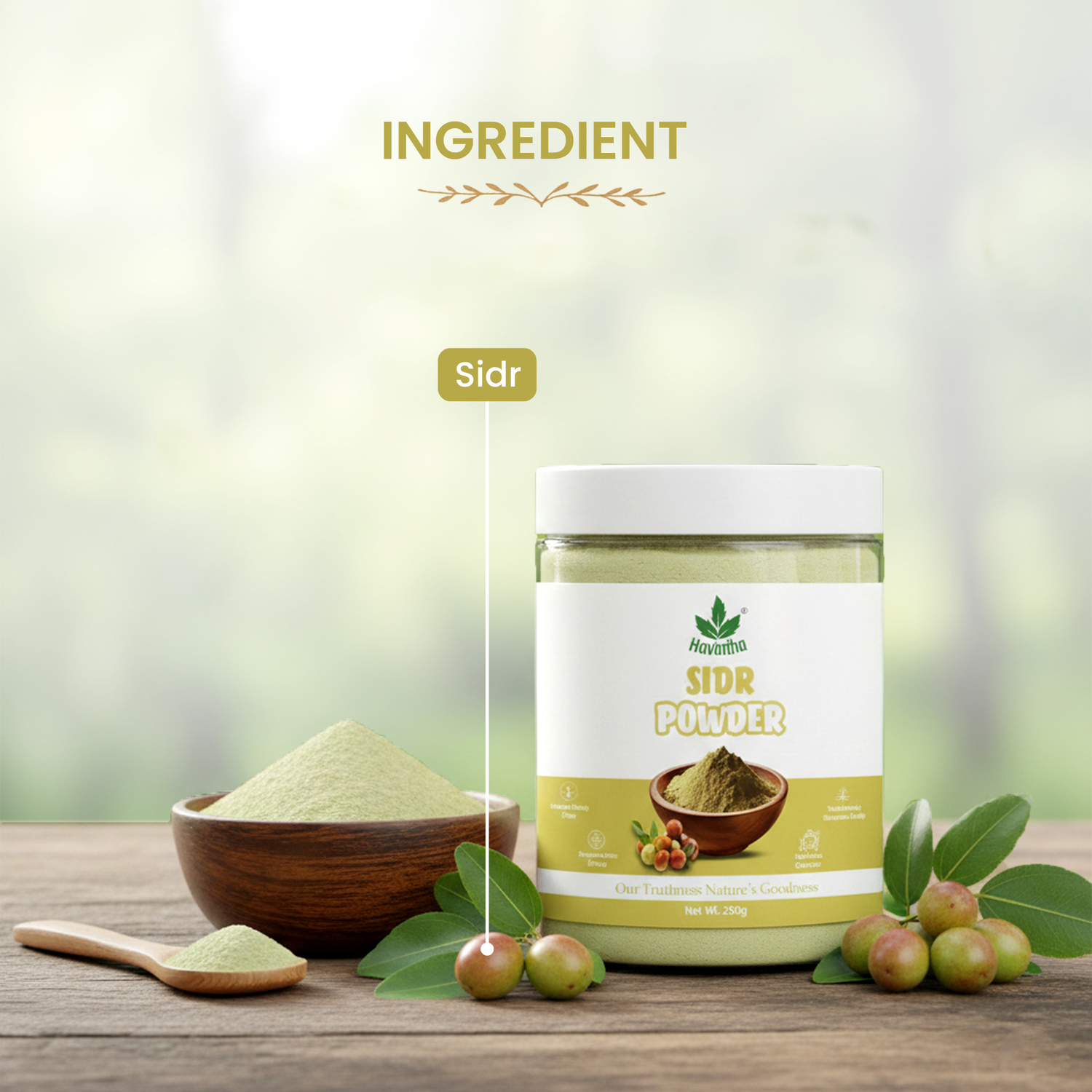 Havintha Herbal Sidr Leaves Powder 250g | Natural Hair Cleanser &amp; Conditioner | For Dry &amp; Damaged Hair