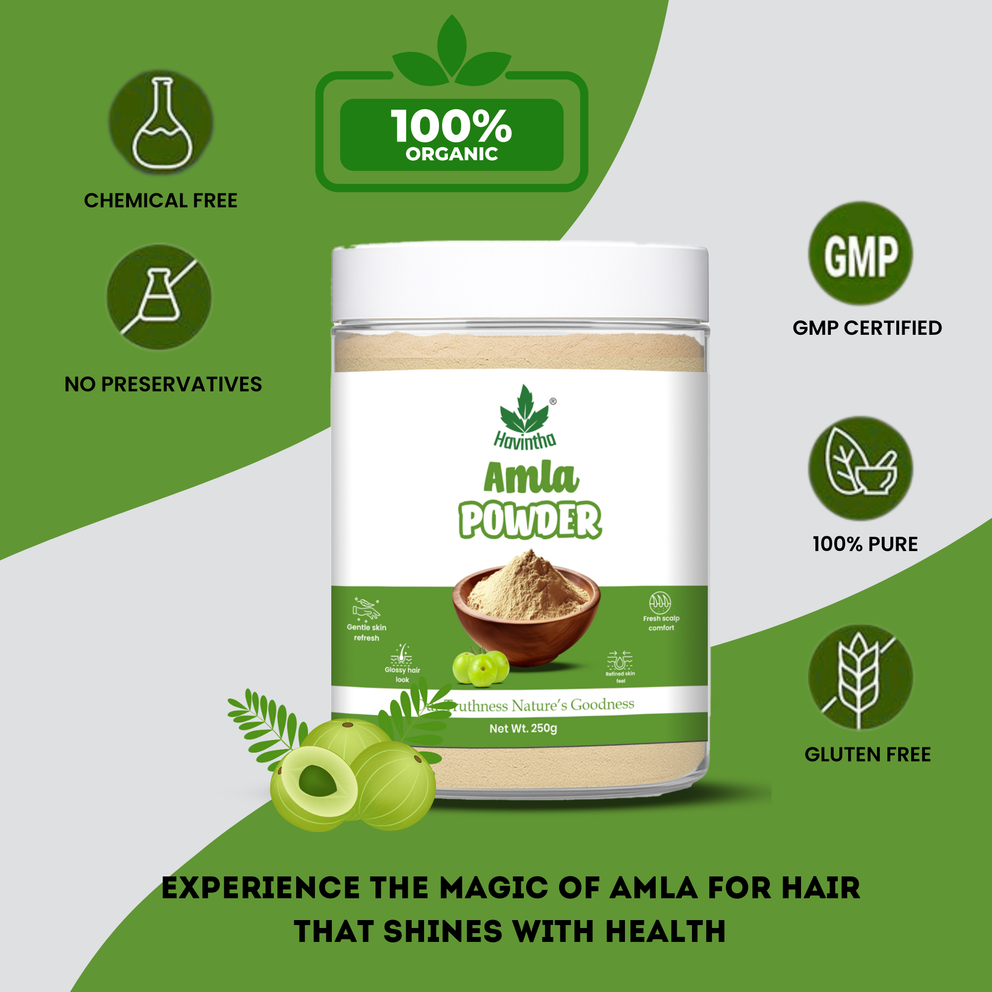 Havintha  Natural Amla Powder – Indian Gooseberry – 8 oz | 0.5 lb | 227 gm