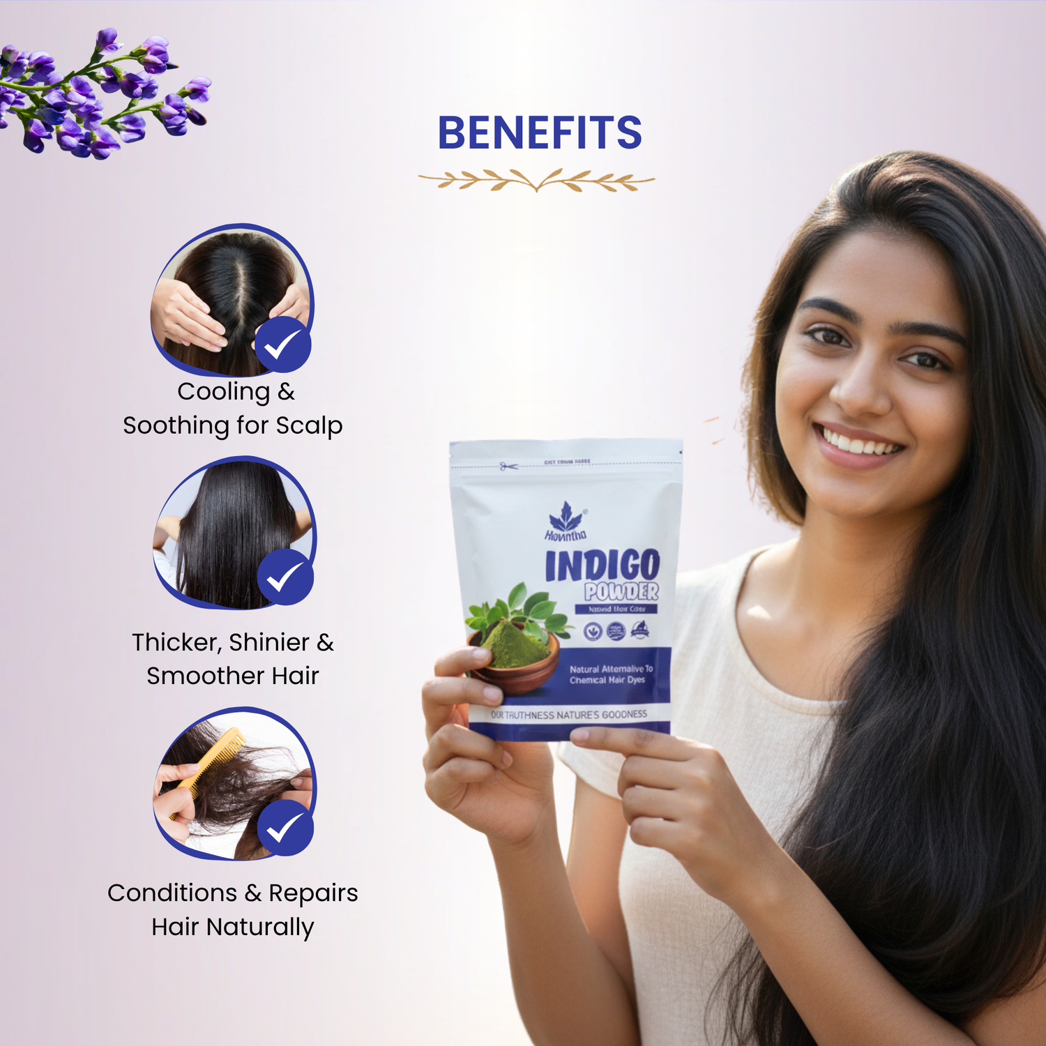 Natural Indigo Powder For Black Hair &amp; Beard - 200 Grams