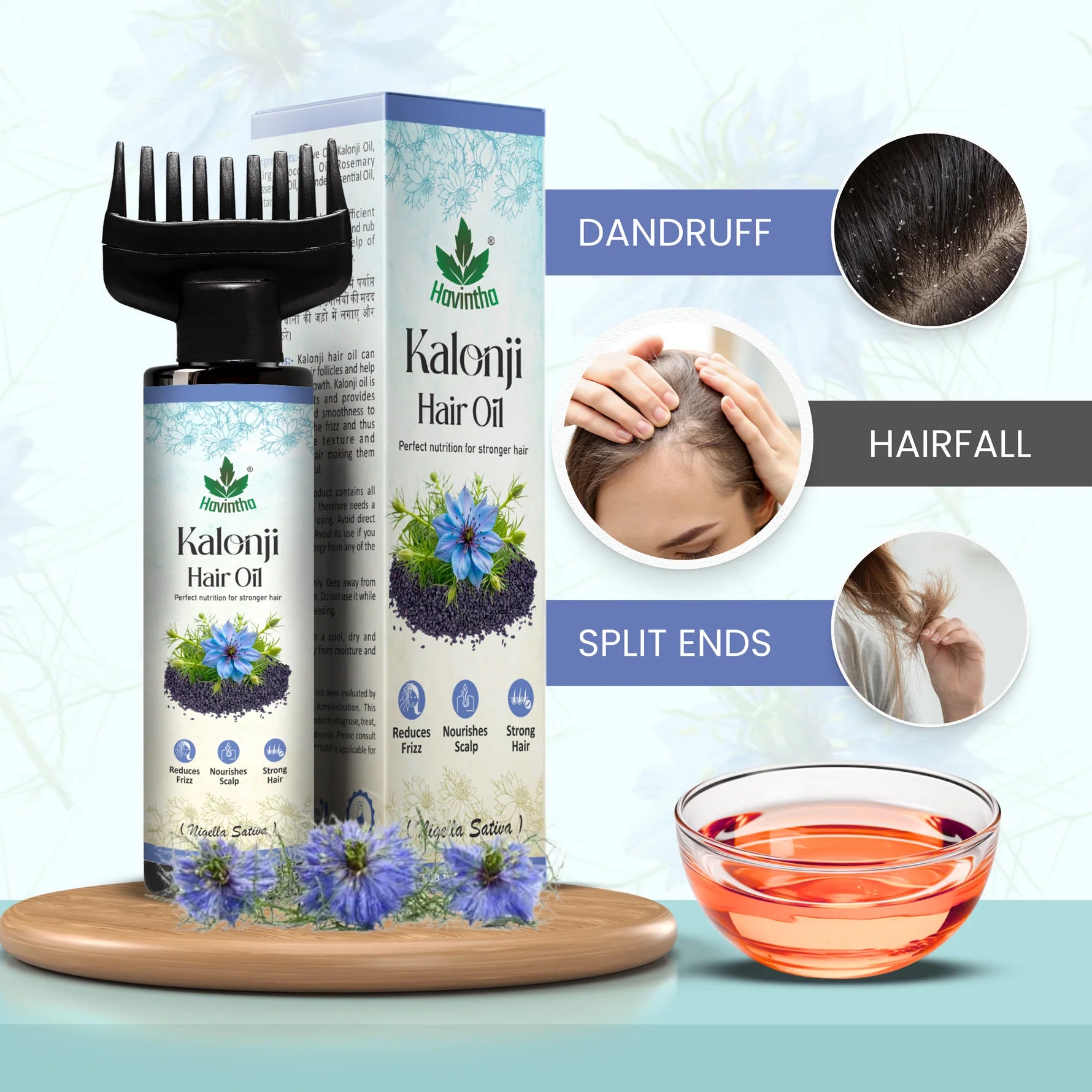 Havintha Natural Kalonji Hair Oil |Nourish &amp; Strengthen Your Hair Naturally |Secret to Thick Hair | 3 oz | 100 ml