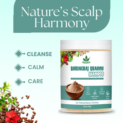 Natural Bhringraj &amp; Brahmi Shampoo Powder For Dandruff &amp; Scalp Problem | All Hair Types | Men &amp; Women - 8 oz | 250gm