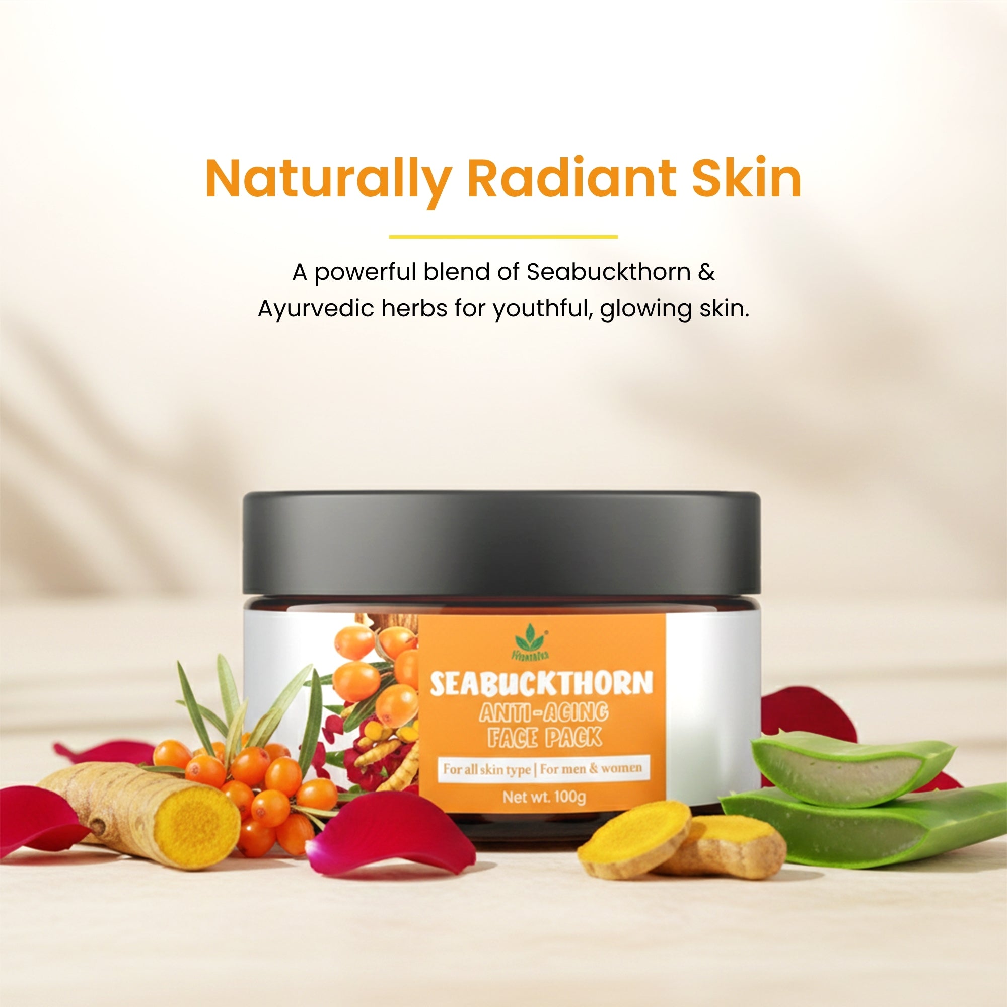 Havintha Seabuckthorn 100g Anti-Aging Face Pack | Natural Herbal Face Mask for Radiant &amp; Youthful Skin