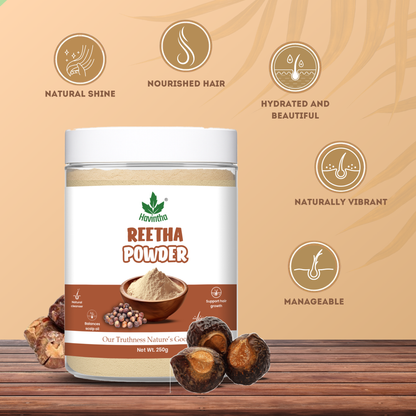 Havintha Natural Reetha Powder For Shiny Hair | Hair Care Powder | 8 oz | 250 Grams (JAR)