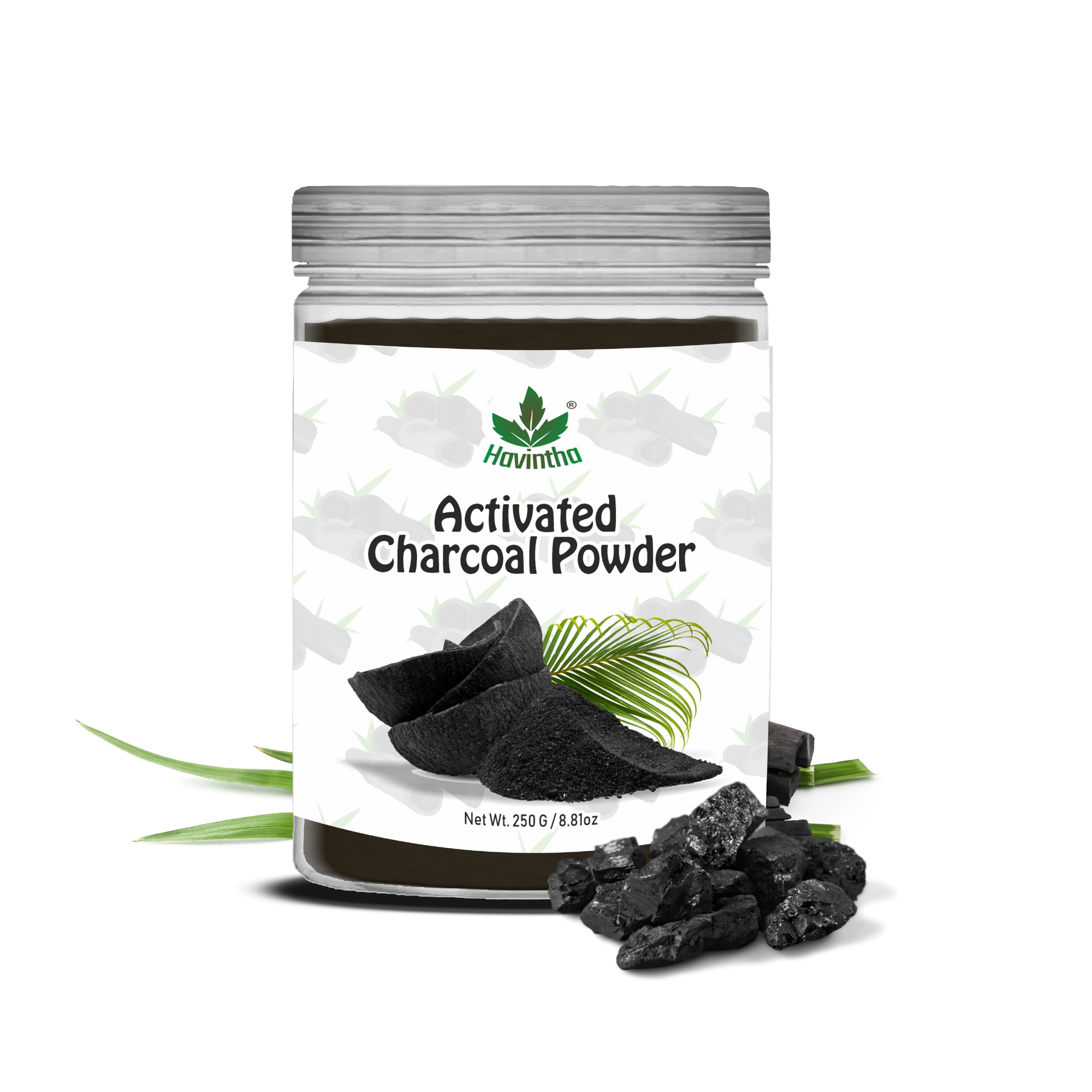 Havintha Activated Charcoal Powder | 100% Natural for Face &amp; Body | 8 oz | 250 Grams (JAR)