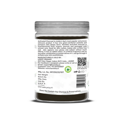 Havintha Activated Charcoal Powder | 100% Natural for Face &amp; Body | 8 oz | 250 Grams (JAR)