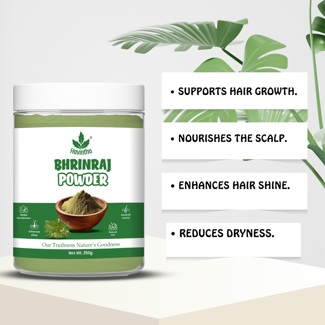 Bhringraj Powder For Hair Growth Split Ends Nourishment Dandruff Moisturising - 8oz | 0.5lb | 227g