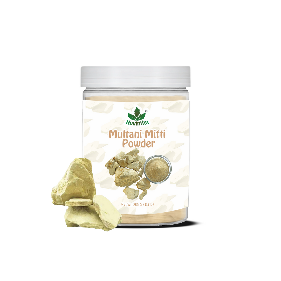 Havintha Natural Multani Mitti Powder | Natural Face Pack &amp; Skin Care | 8 oz | 250 Grams (JAR)