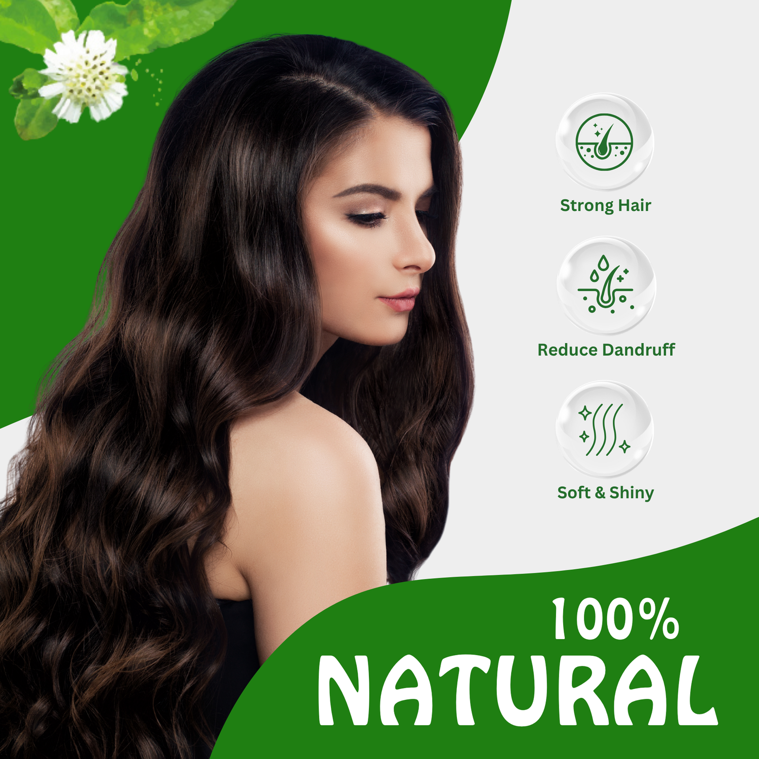 Bhringraj Powder For Hair Growth Split Ends Nourishment Dandruff Moisturising - 8oz | 0.5lb | 227g