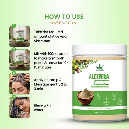 Havintha Natural Amla Reetha Shikakai and Aloevera Powder Shampoo for Oily Hair -  8 oz | 0.5 lb | 227 gm