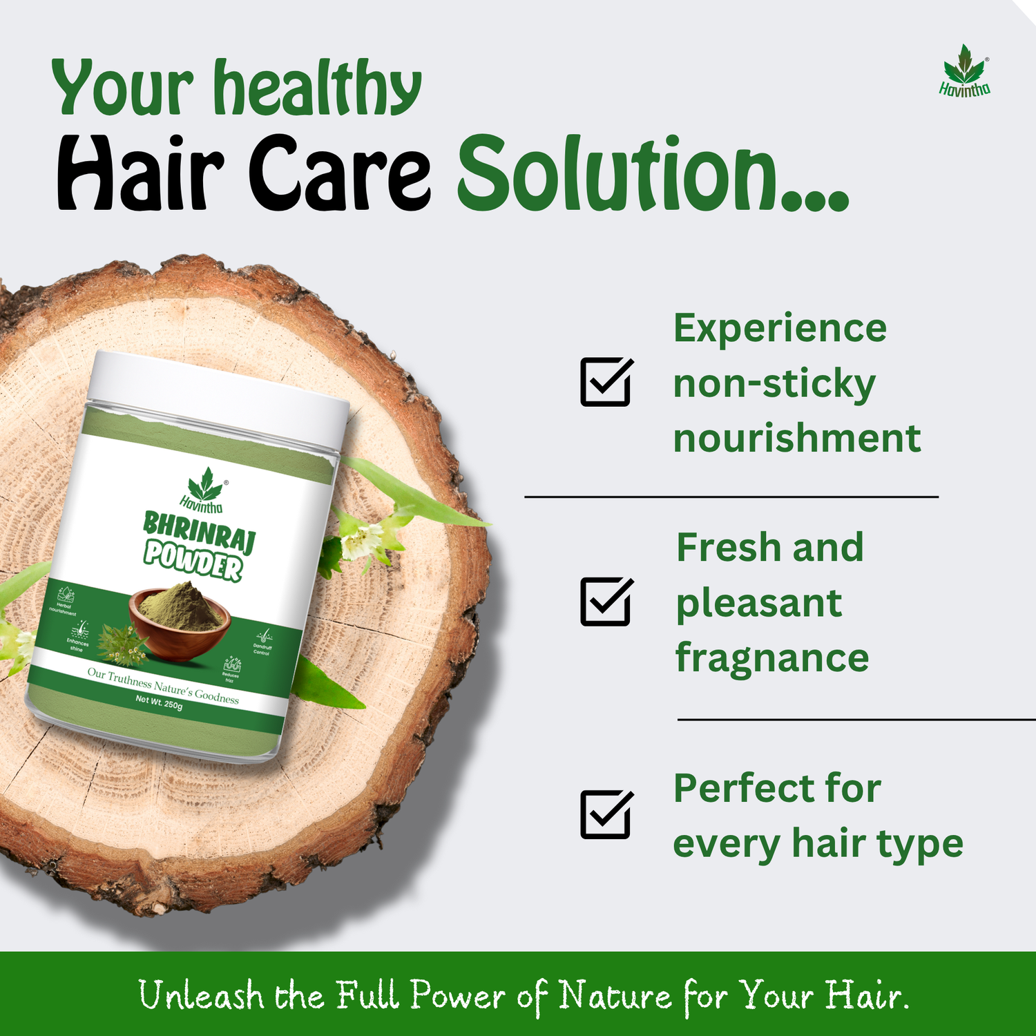 Bhringraj Powder For Hair Growth Split Ends Nourishment Dandruff Moisturising - 8oz | 0.5lb | 227g