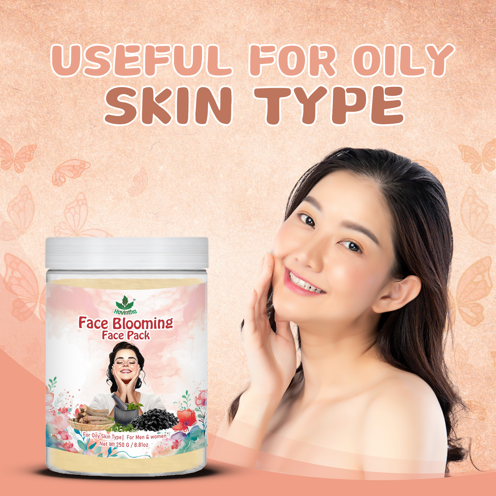 Havintha Natural Blooming Face | For Brighter Glowing Skin | All Skin Type |  8 oz | 250 Grams (JAR)