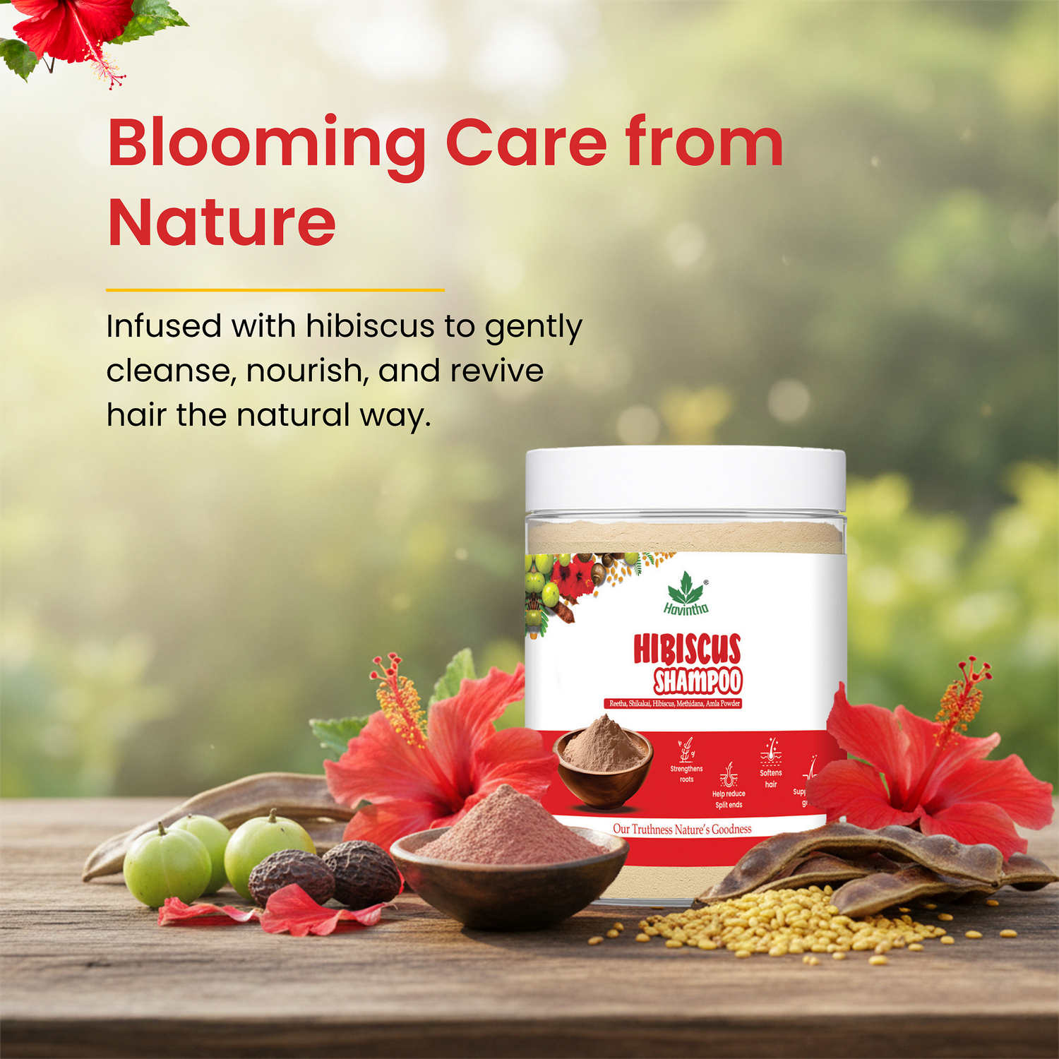 Havintha Natural Amla Reetha Shikakai Methidana And Hibiscus Powder Shampoo - 8 oz | 0.5 lb | 227 gm