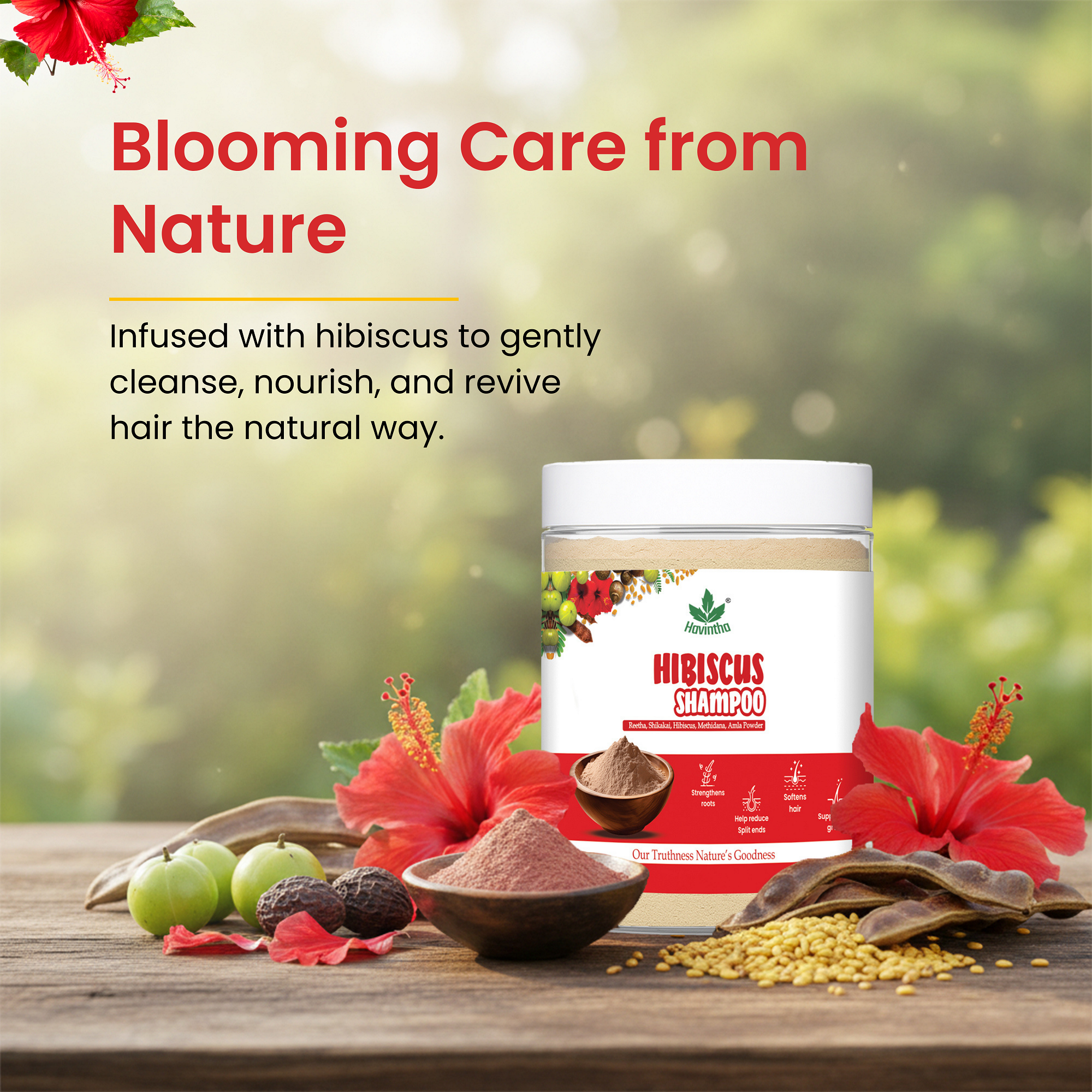 Havintha Natural Amla Reetha Shikakai Methidana And Hibiscus Powder Shampoo - 8 oz | 0.5 lb | 227 gm