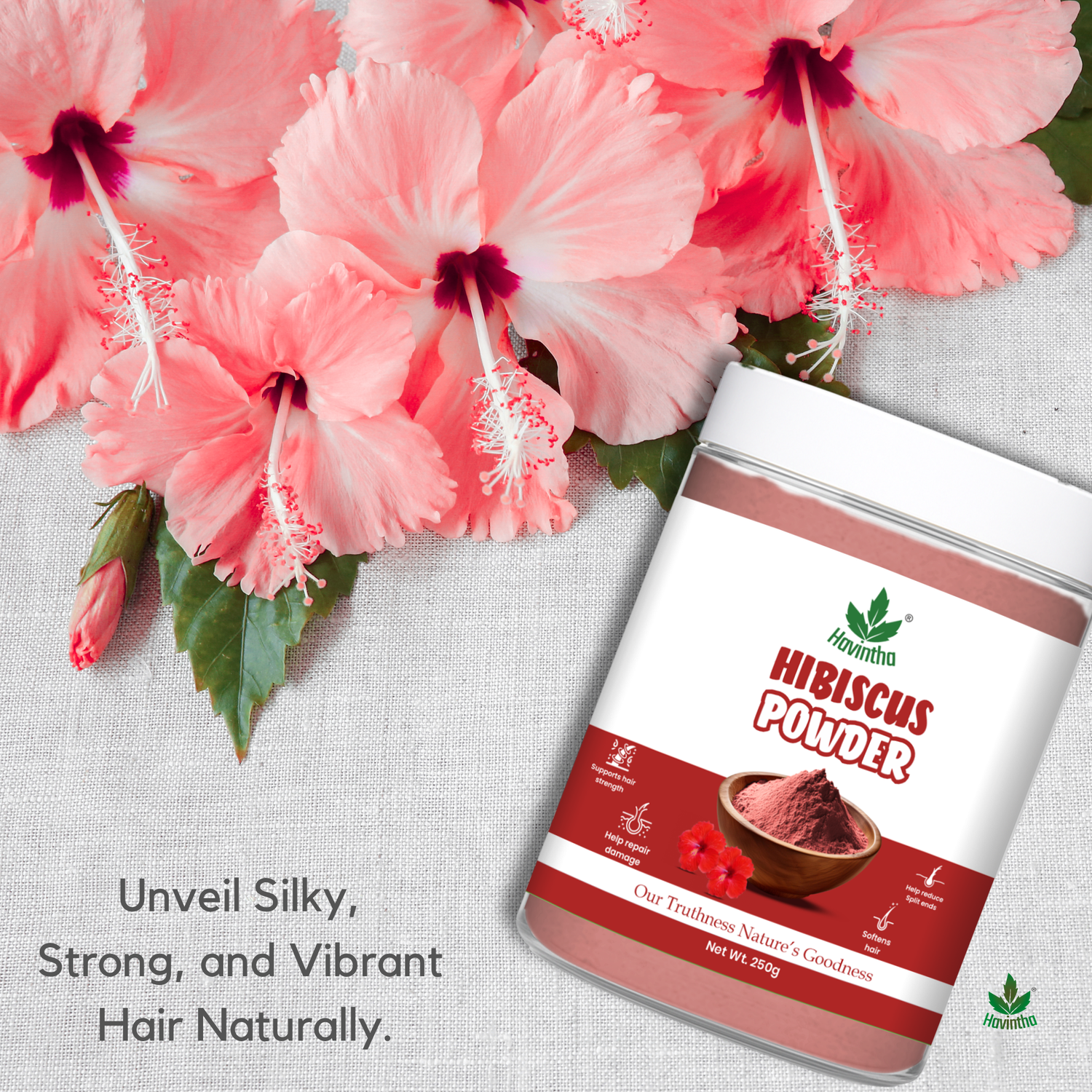 Havintha Natural Hibiscus Powder For Shiny Hair | For Strong Hair | Men &amp; Women - 8.81 oz | 250 Grams (JAR)